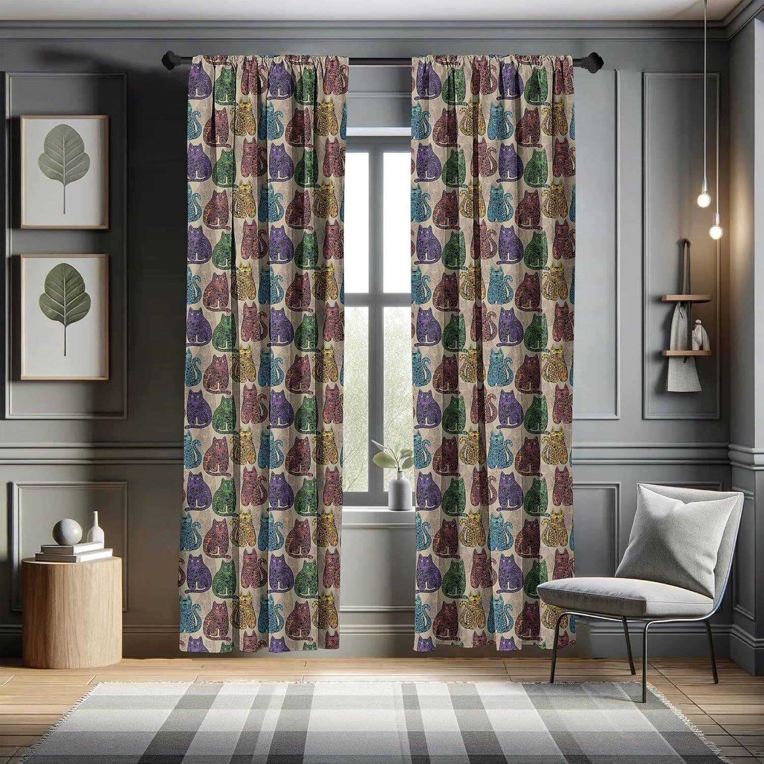 imageAmbesonne Christmas Curtains Tree Branches Spruce Leaves Balls Bells Cones Poinsettia Flowers Mistletoe Berry Window Treatments 2 Panel Set for Living Room Bedroom Pair of 28quot x 63quot Ruby GreenBeige Pink