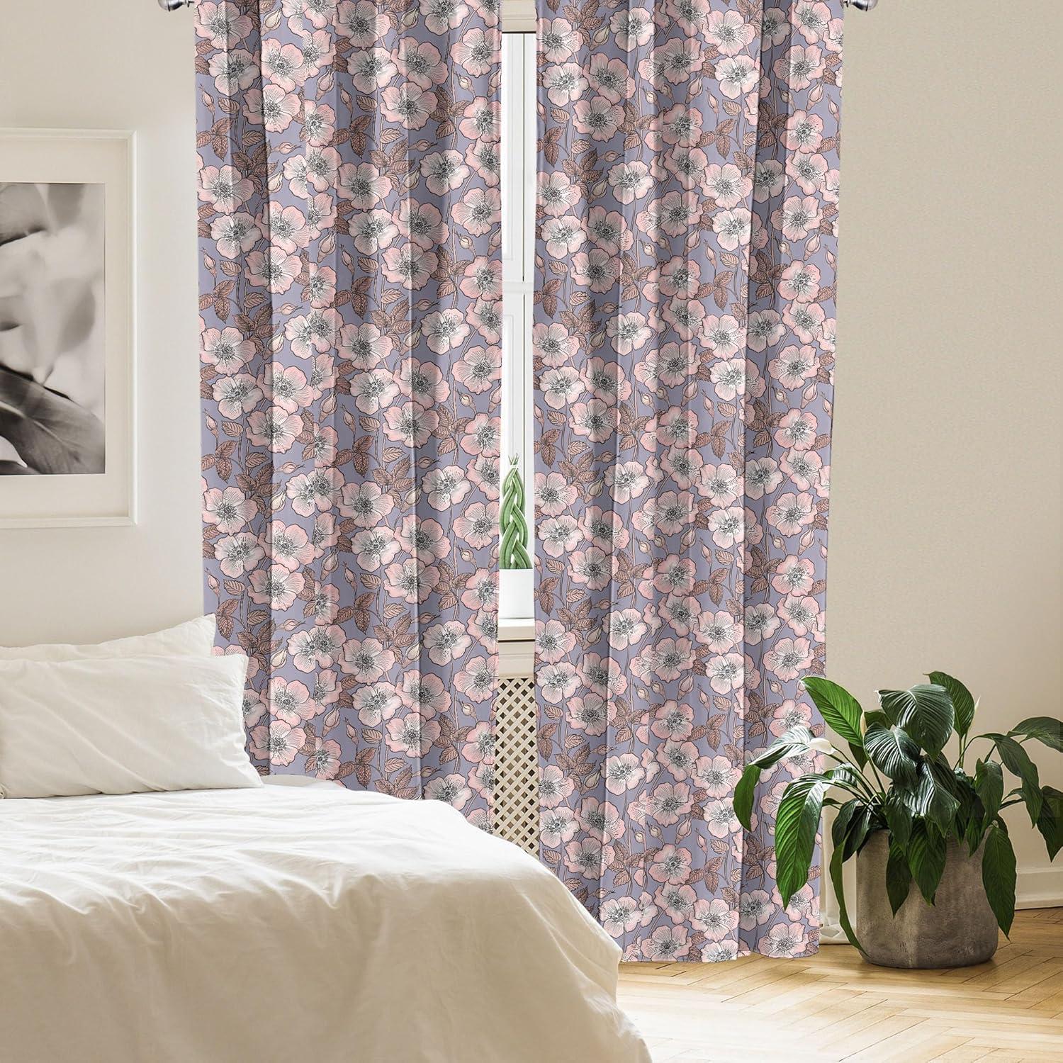 imageAmbesonne Christmas Curtains Tree Branches Spruce Leaves Balls Bells Cones Poinsettia Flowers Mistletoe Berry Window Treatments 2 Panel Set for Living Room Bedroom Pair of 28quot x 63quot Ruby GreenBlush Mauve
