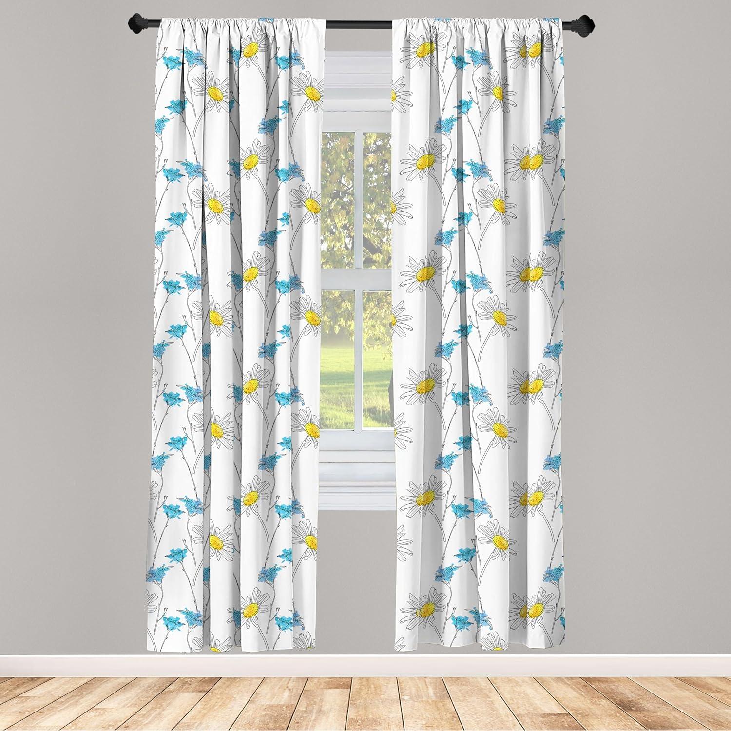 imageAmbesonne Christmas Curtains Tree Branches Spruce Leaves Balls Bells Cones Poinsettia Flowers Mistletoe Berry Window Treatments 2 Panel Set for Living Room Bedroom Pair of 28quot x 63quot Ruby GreenAzure Blue Yellow White