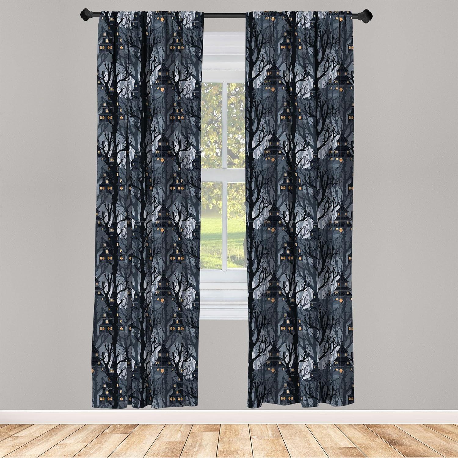 imageAmbesonne Christmas Curtains Tree Branches Spruce Leaves Balls Bells Cones Poinsettia Flowers Mistletoe Berry Window Treatments 2 Panel Set for Living Room Bedroom Pair of 28quot x 63quot Ruby GreenGrey Orange and Dimgray