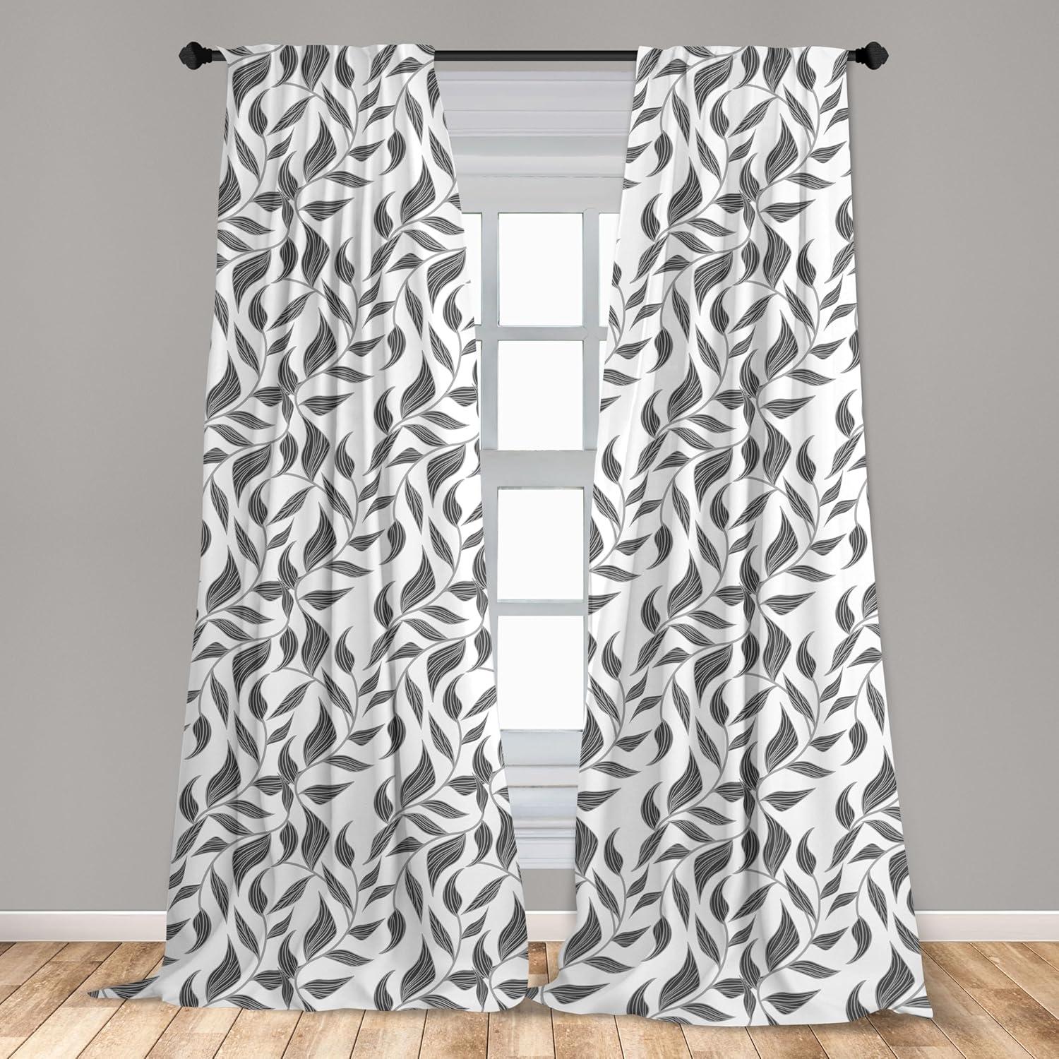 imageAmbesonne Christmas Curtains Tree Branches Spruce Leaves Balls Bells Cones Poinsettia Flowers Mistletoe Berry Window Treatments 2 Panel Set for Living Room Bedroom Pair of 28quot x 63quot Ruby GreenWhite and Grey