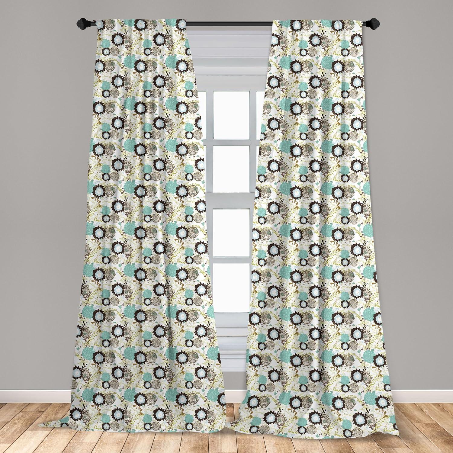 imageAmbesonne Christmas Curtains Tree Branches Spruce Leaves Balls Bells Cones Poinsettia Flowers Mistletoe Berry Window Treatments 2 Panel Set for Living Room Bedroom Pair of 28quot x 63quot Ruby GreenTeal Grey