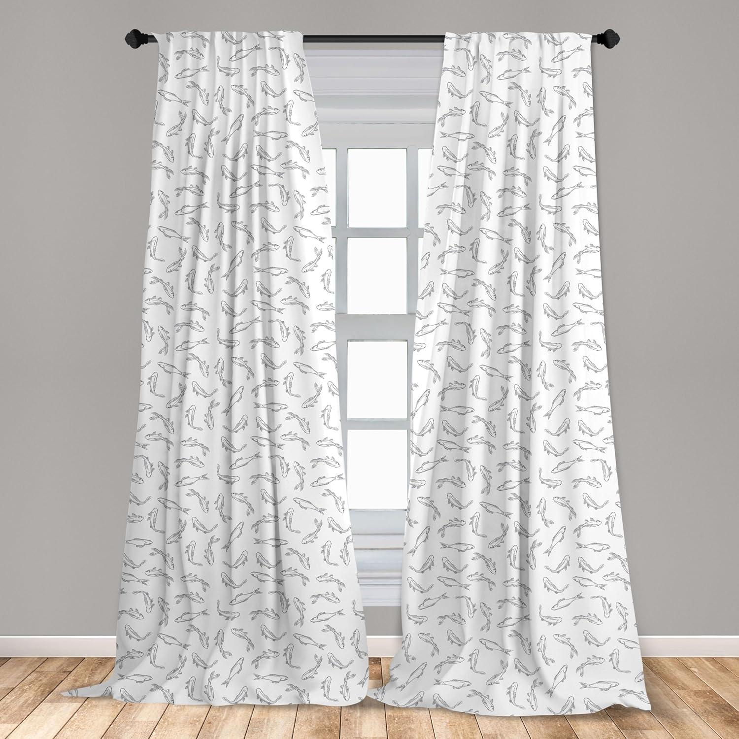 imageAmbesonne Christmas Curtains Tree Branches Spruce Leaves Balls Bells Cones Poinsettia Flowers Mistletoe Berry Window Treatments 2 Panel Set for Living Room Bedroom Pair of 28quot x 63quot Ruby GreenGrey White