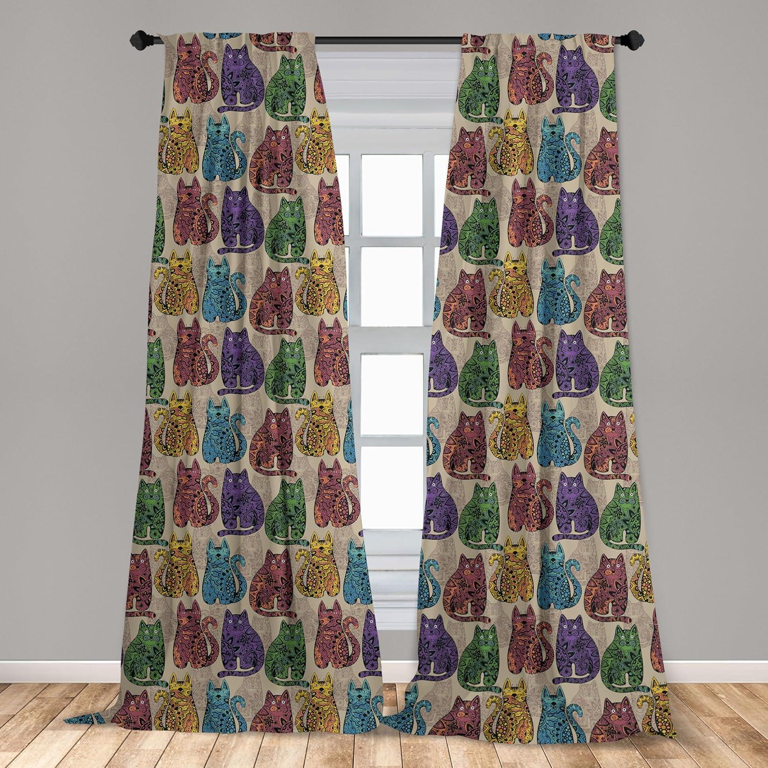 imageAmbesonne Christmas Curtains Tree Branches Spruce Leaves Balls Bells Cones Poinsettia Flowers Mistletoe Berry Window Treatments 2 Panel Set for Living Room Bedroom Pair of 28quot x 63quot Ruby GreenBeige Pink
