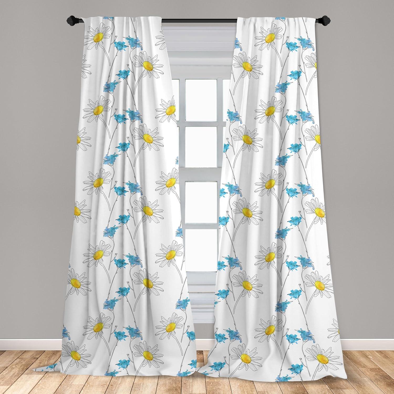 imageAmbesonne Christmas Curtains Tree Branches Spruce Leaves Balls Bells Cones Poinsettia Flowers Mistletoe Berry Window Treatments 2 Panel Set for Living Room Bedroom Pair of 28quot x 63quot Ruby GreenAzure Blue Yellow White