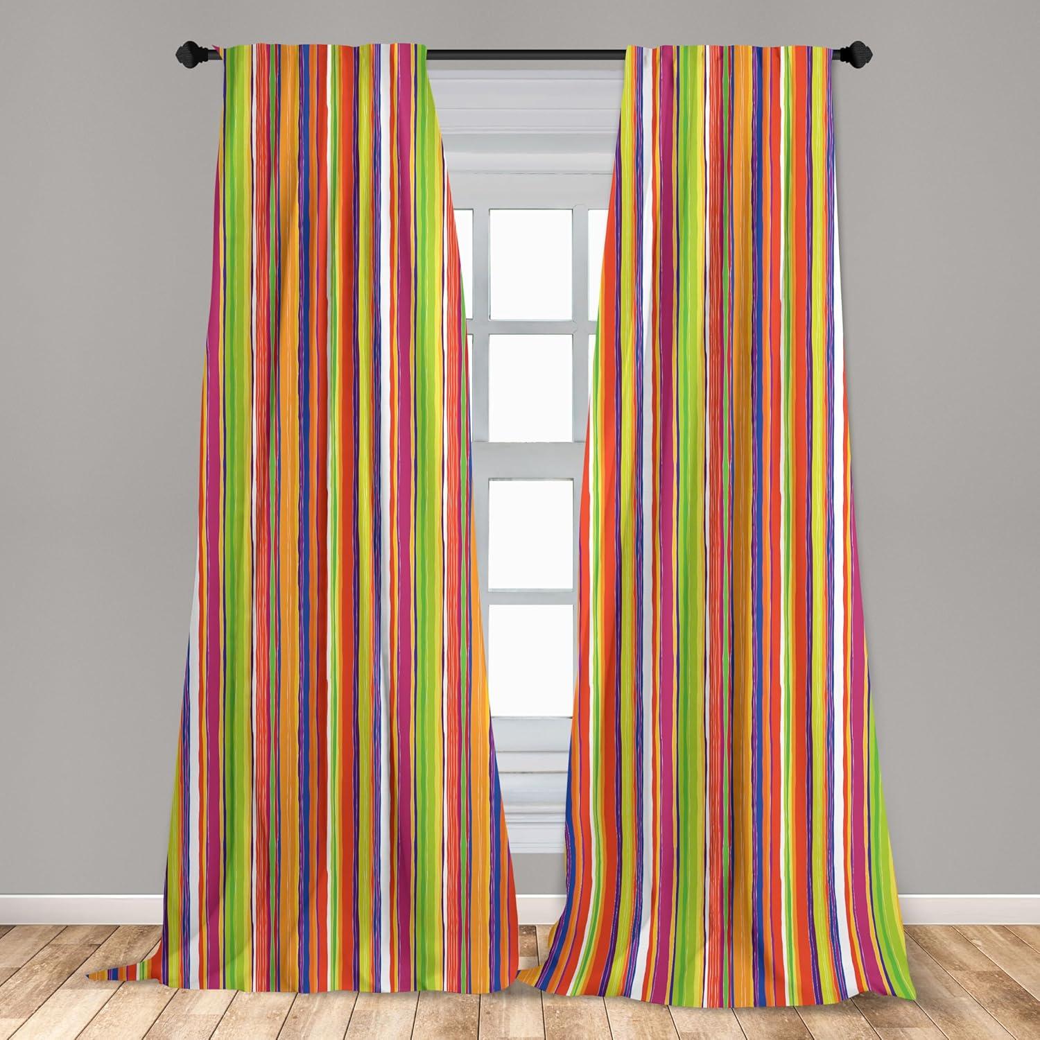 imageAmbesonne Christmas Curtains Tree Branches Spruce Leaves Balls Bells Cones Poinsettia Flowers Mistletoe Berry Window Treatments 2 Panel Set for Living Room Bedroom Pair of 28quot x 63quot Ruby GreenOrange Green