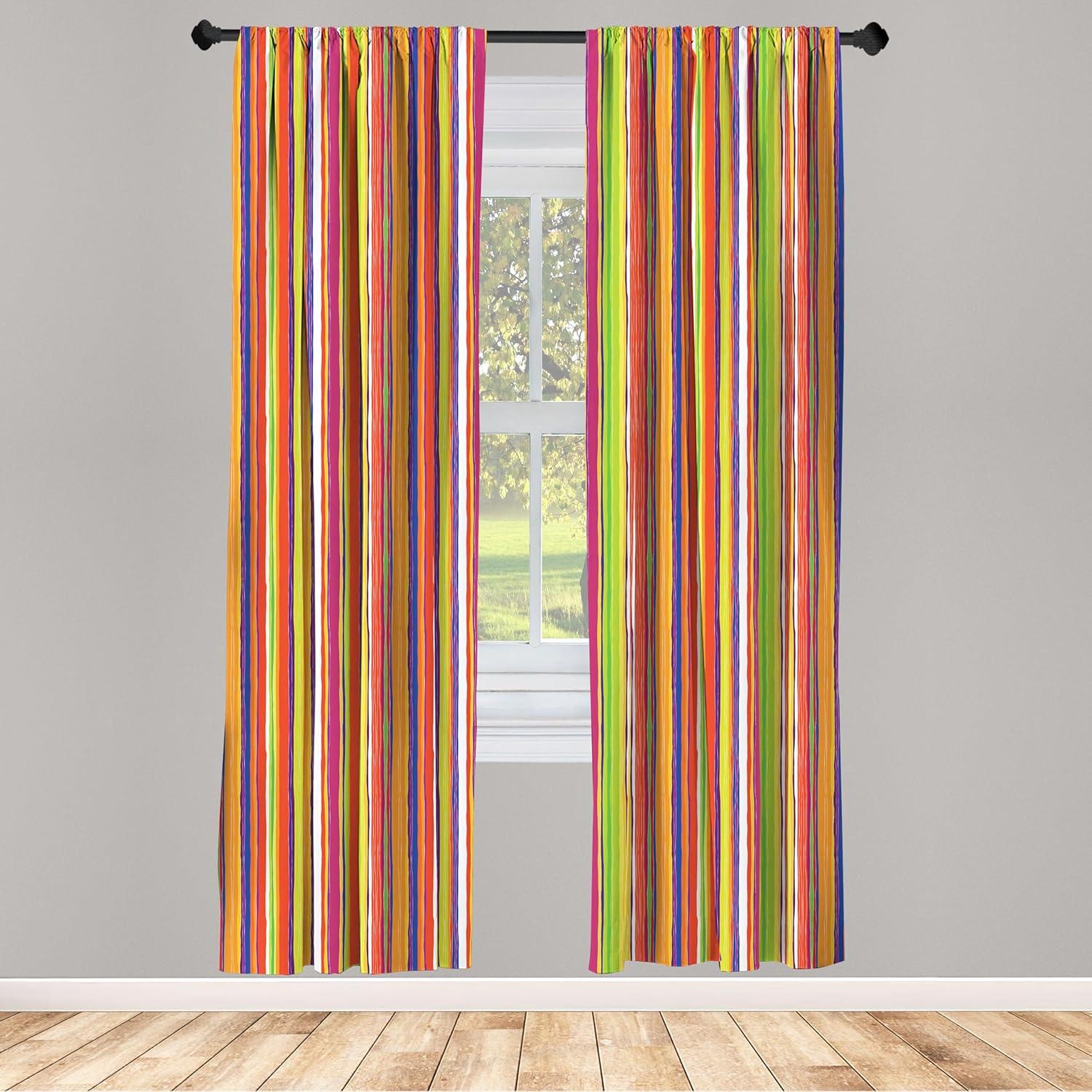imageAmbesonne Christmas Curtains Tree Branches Spruce Leaves Balls Bells Cones Poinsettia Flowers Mistletoe Berry Window Treatments 2 Panel Set for Living Room Bedroom Pair of 28quot x 63quot Ruby GreenOrange Green