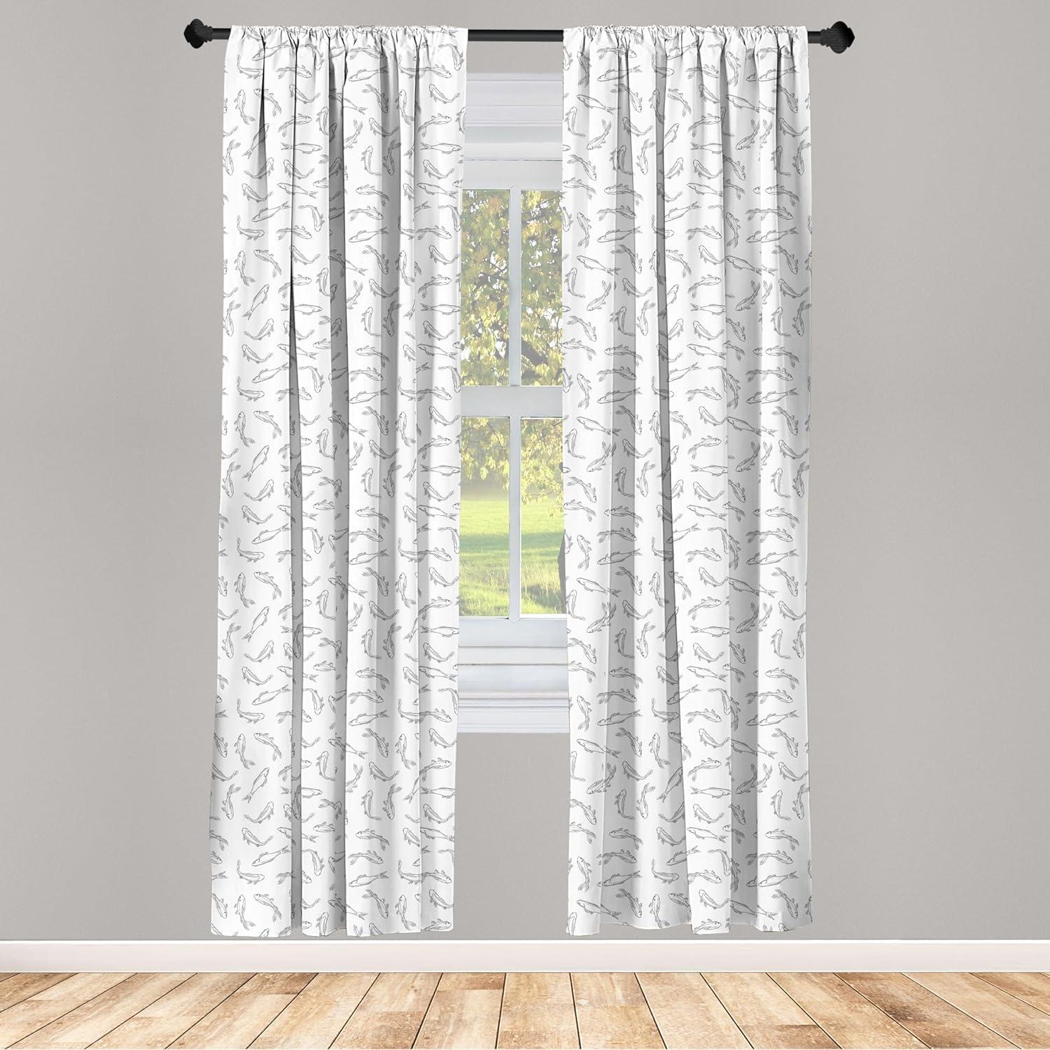 imageAmbesonne Christmas Curtains Tree Branches Spruce Leaves Balls Bells Cones Poinsettia Flowers Mistletoe Berry Window Treatments 2 Panel Set for Living Room Bedroom Pair of 28quot x 63quot Ruby GreenGrey White