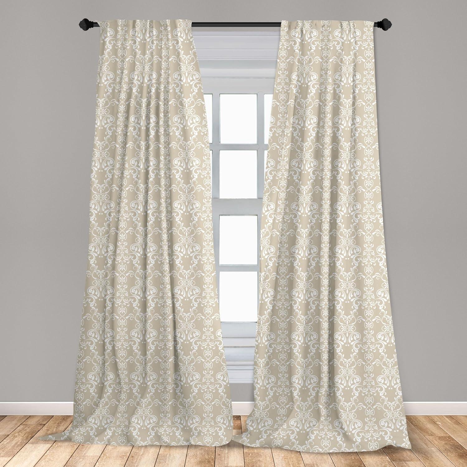 imageAmbesonne Christmas Curtains Tree Branches Spruce Leaves Balls Bells Cones Poinsettia Flowers Mistletoe Berry Window Treatments 2 Panel Set for Living Room Bedroom Pair of 28quot x 63quot Ruby GreenBeige White