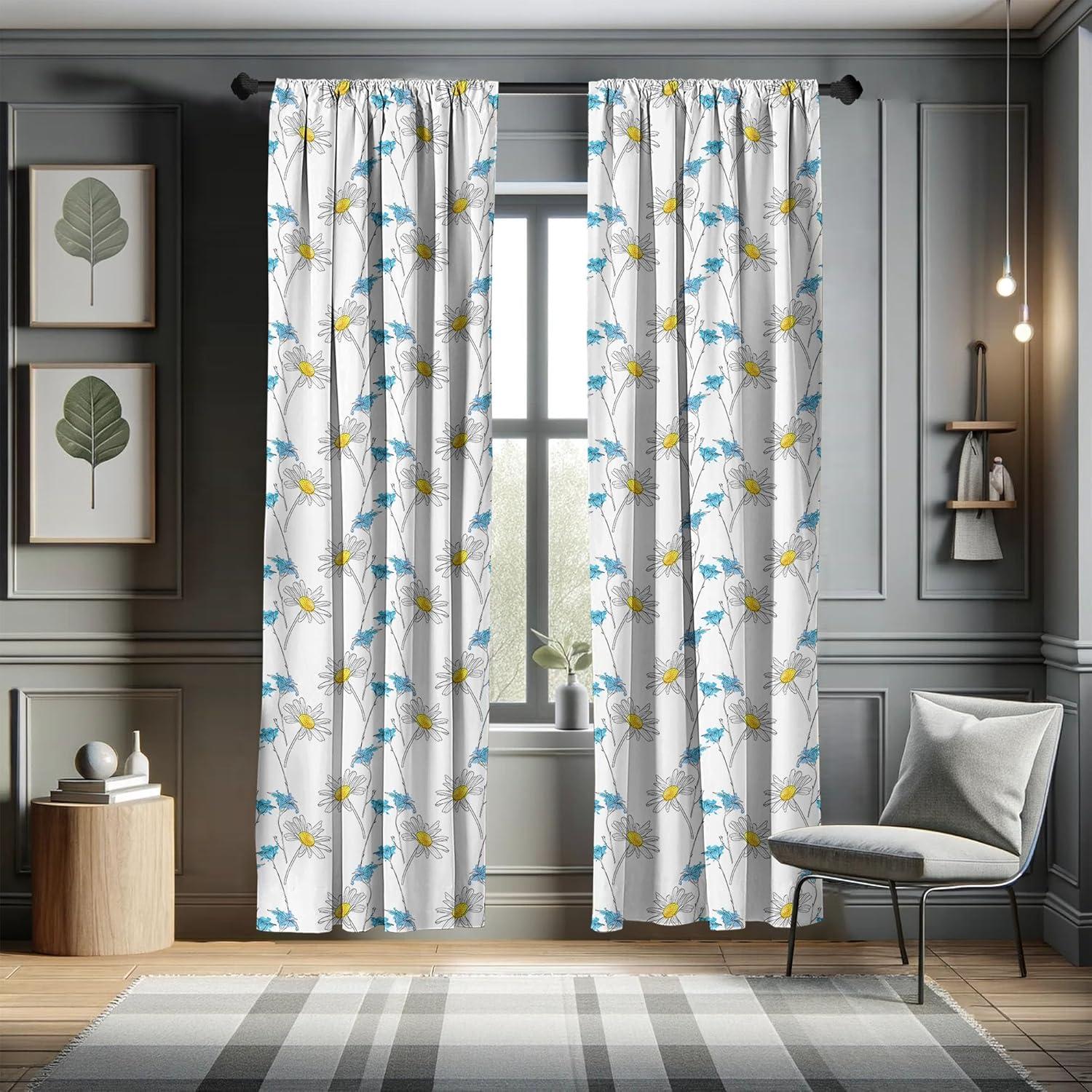 imageAmbesonne Christmas Curtains Tree Branches Spruce Leaves Balls Bells Cones Poinsettia Flowers Mistletoe Berry Window Treatments 2 Panel Set for Living Room Bedroom Pair of 28quot x 63quot Ruby GreenAzure Blue Yellow White