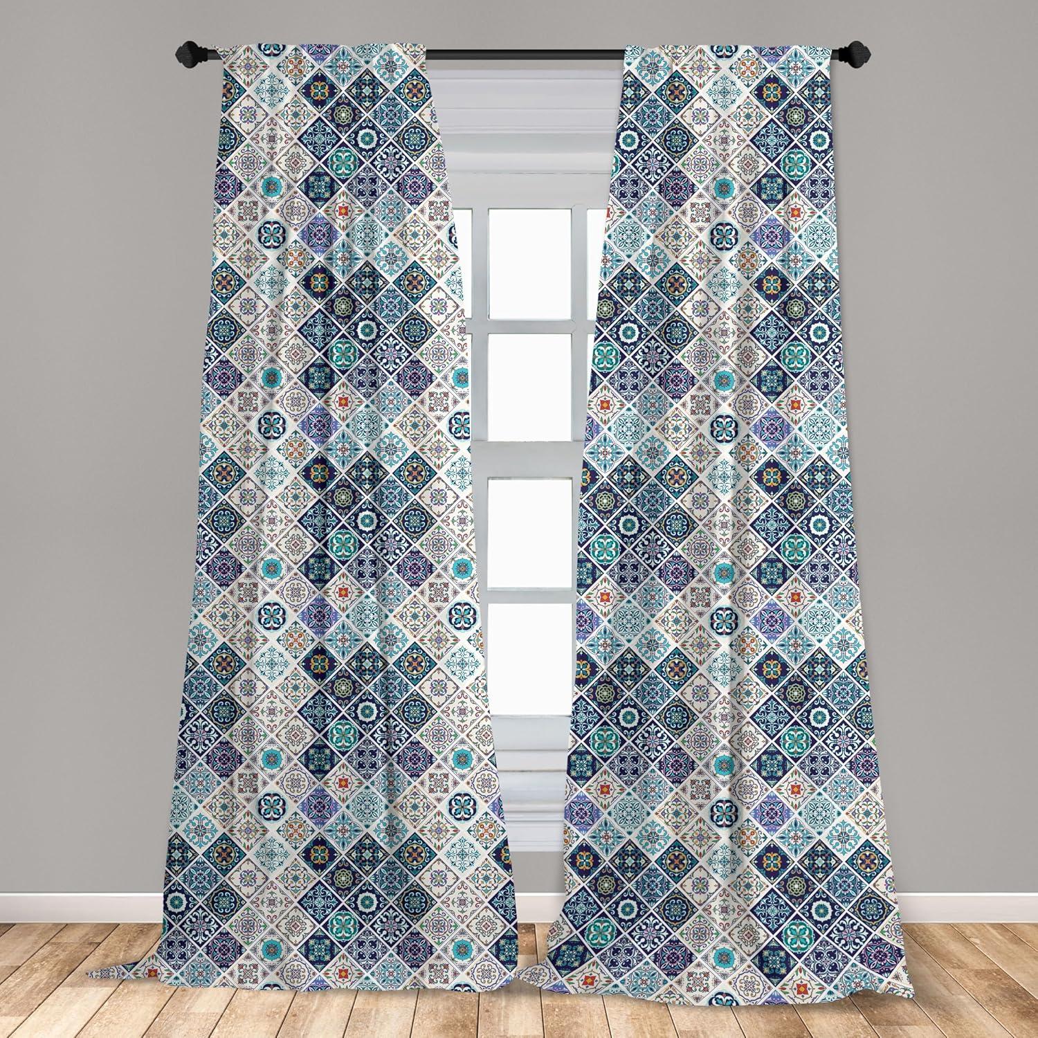 imageAmbesonne Christmas Curtains Tree Branches Spruce Leaves Balls Bells Cones Poinsettia Flowers Mistletoe Berry Window Treatments 2 Panel Set for Living Room Bedroom Pair of 28quot x 63quot Ruby GreenWhite Indigo