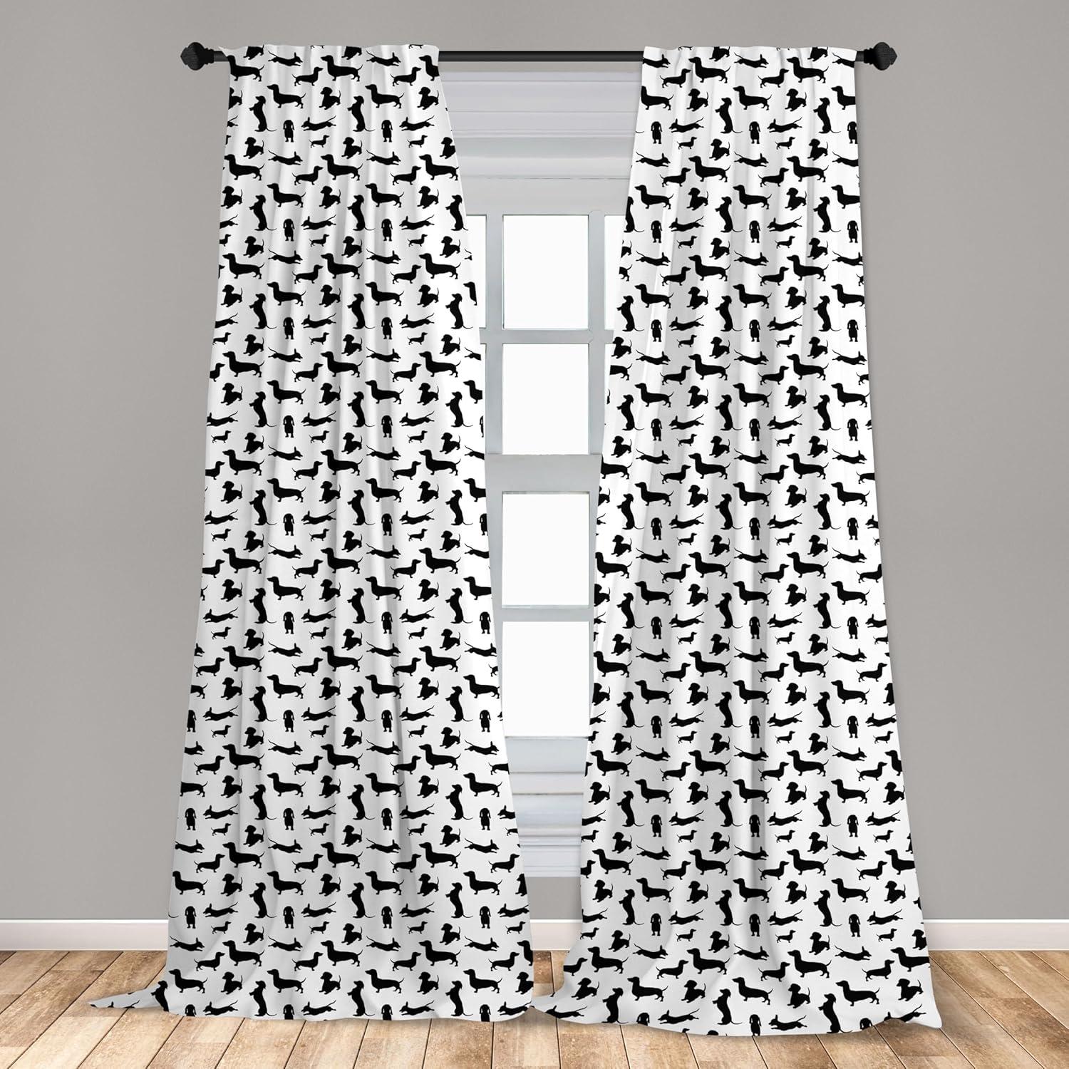 imageAmbesonne Christmas Curtains Tree Branches Spruce Leaves Balls Bells Cones Poinsettia Flowers Mistletoe Berry Window Treatments 2 Panel Set for Living Room Bedroom Pair of 28quot x 63quot Ruby GreenBlack and White