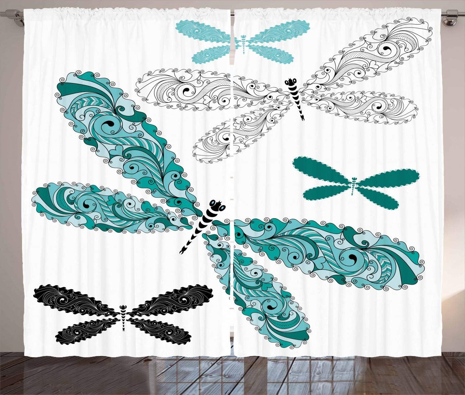 imageAmbesonne Christmas Curtains Wooden Rustic Log Cottage Scenery in The Winter Season Warm Moonlight Living Room Bedroom Window Drapes 2 Panel Set 108 X 84 White NavyTurquoise Black