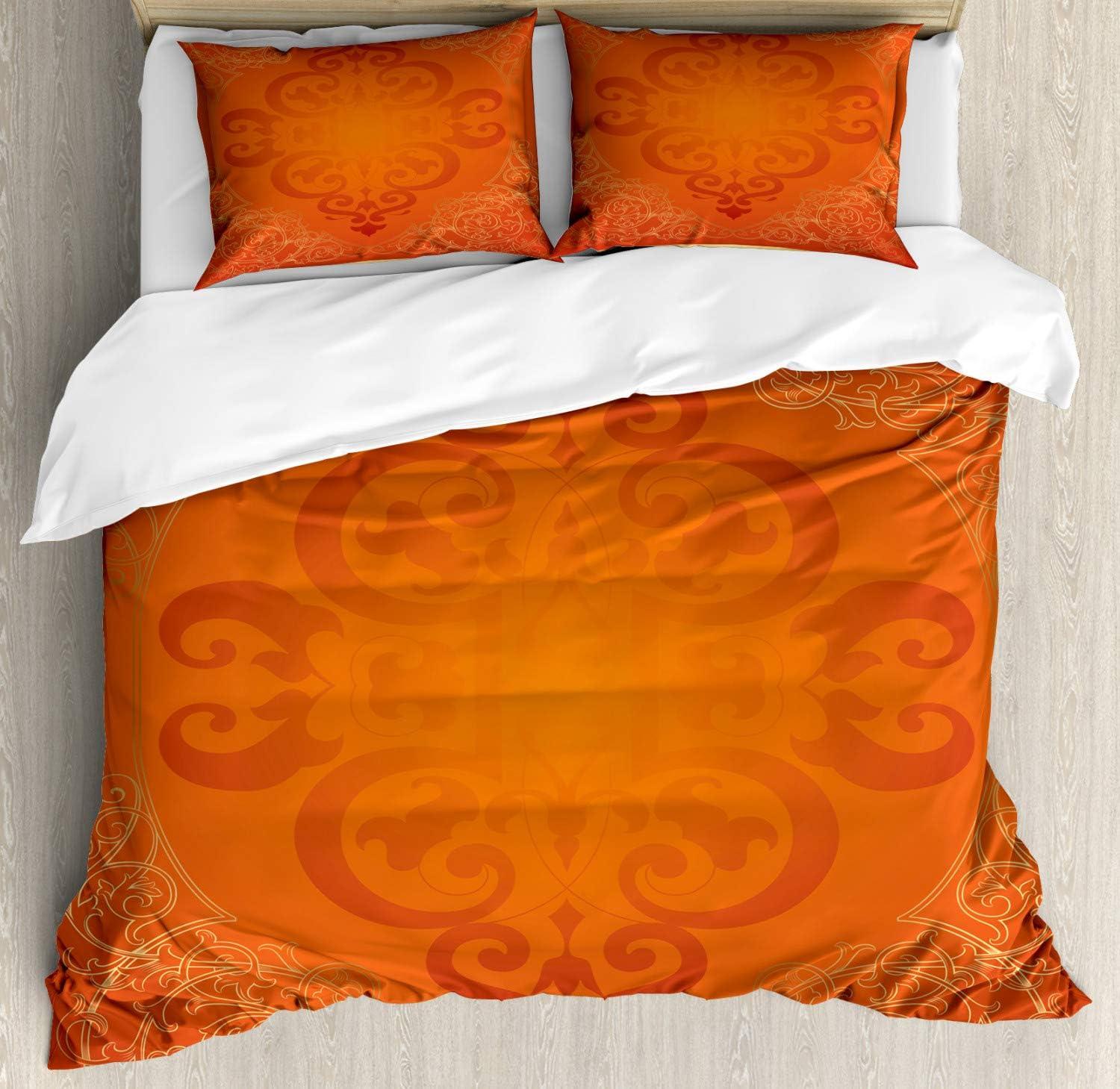 imageAmbesonne Christmas Duvet Cover Set Floral Winter Red Bird Hat and Scarf on Blooming Tree Nature Inspired Decorative 3 Piece Bedding Set with 2 Pillow Shams Queen Size Burgundy GreenYellow Orange