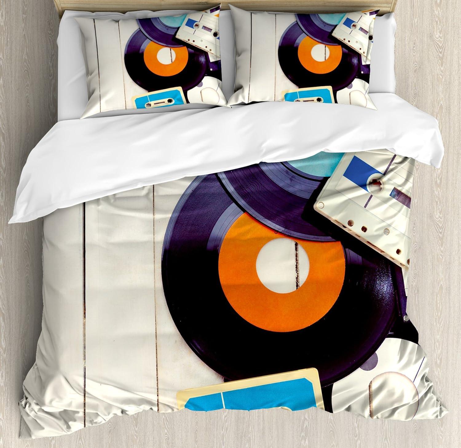 imageAmbesonne Christmas Duvet Cover Set Floral Winter Red Bird Hat and Scarf on Blooming Tree Nature Inspired Decorative 3 Piece Bedding Set with 2 Pillow Shams Queen Size Burgundy GreenBlue Orange Black