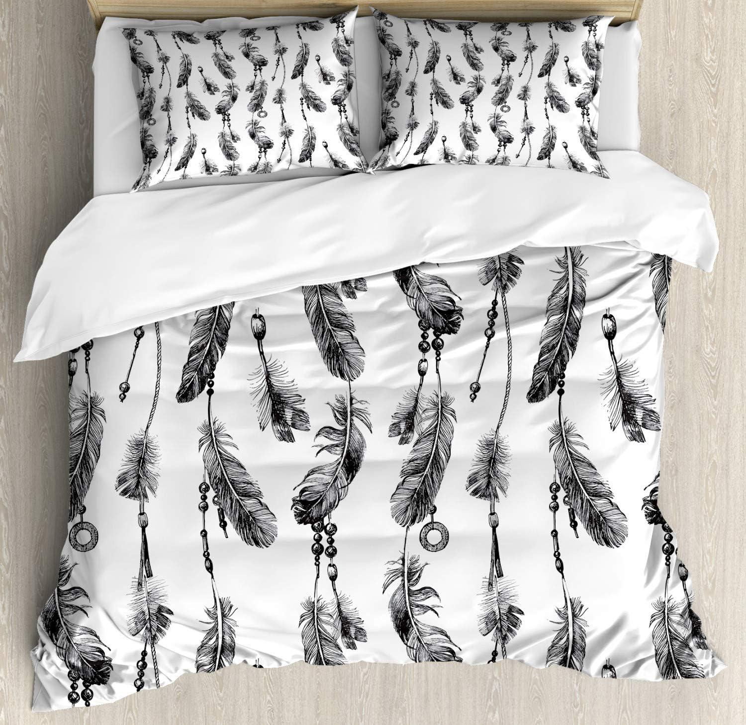imageAmbesonne Christmas Duvet Cover Set Floral Winter Red Bird Hat and Scarf on Blooming Tree Nature Inspired Decorative 3 Piece Bedding Set with 2 Pillow Shams Queen Size Burgundy GreenCharcoal White