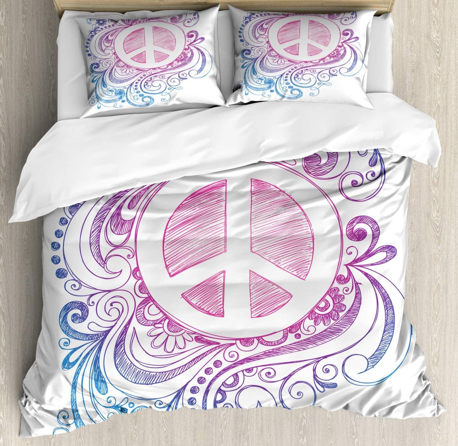 imageAmbesonne Christmas Duvet Cover Set Floral Winter Red Bird Hat and Scarf on Blooming Tree Nature Inspired Decorative 3 Piece Bedding Set with 2 Pillow Shams Queen Size Burgundy GreenPink White