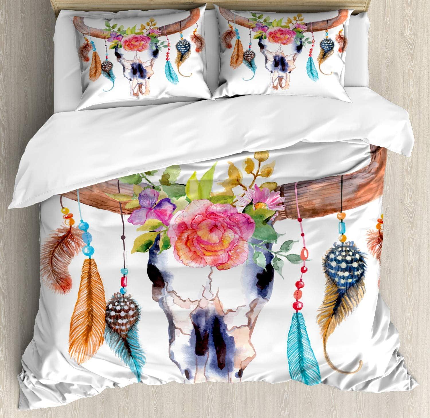 imageAmbesonne Christmas Duvet Cover Set Floral Winter Red Bird Hat and Scarf on Blooming Tree Nature Inspired Decorative 3 Piece Bedding Set with 2 Pillow Shams Queen Size Burgundy GreenWhite Pink