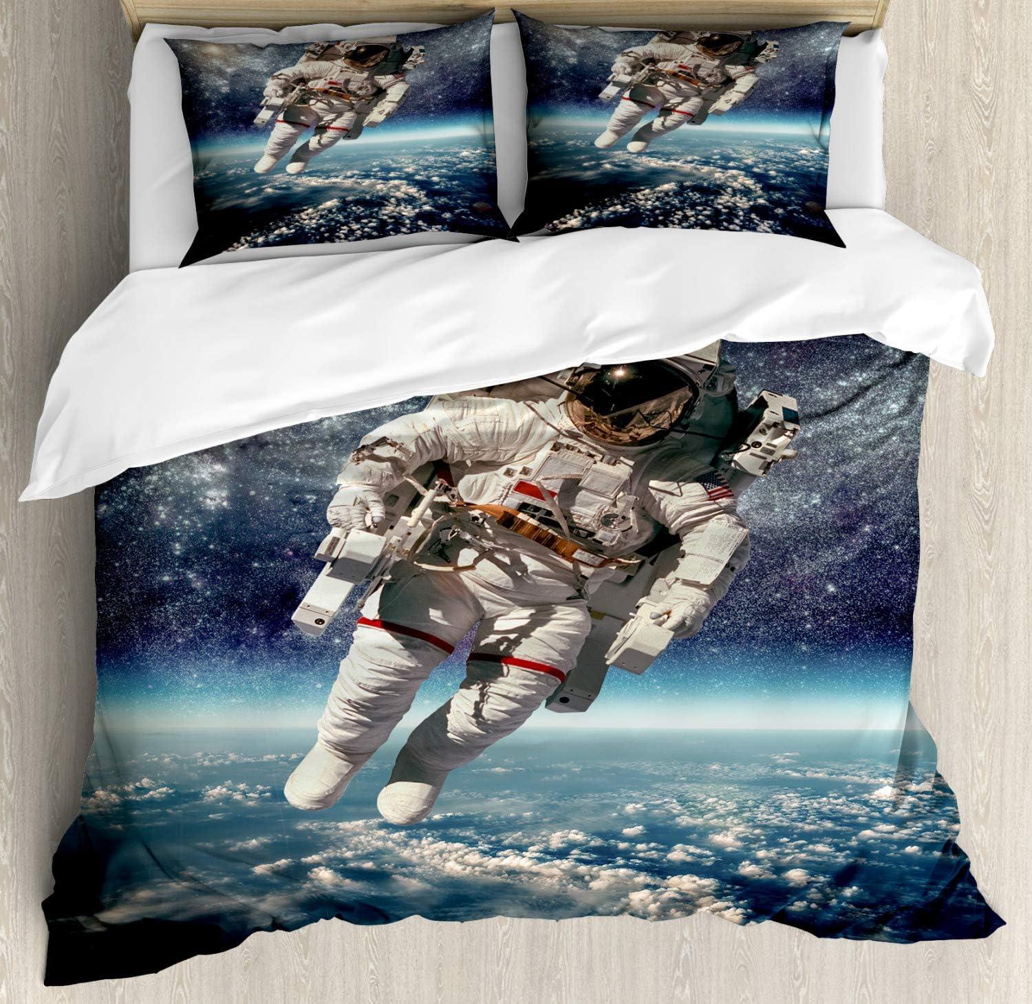 imageAmbesonne Christmas Duvet Cover Set Floral Winter Red Bird Hat and Scarf on Blooming Tree Nature Inspired Decorative 3 Piece Bedding Set with 2 Pillow Shams Queen Size Burgundy GreenBlue Gray