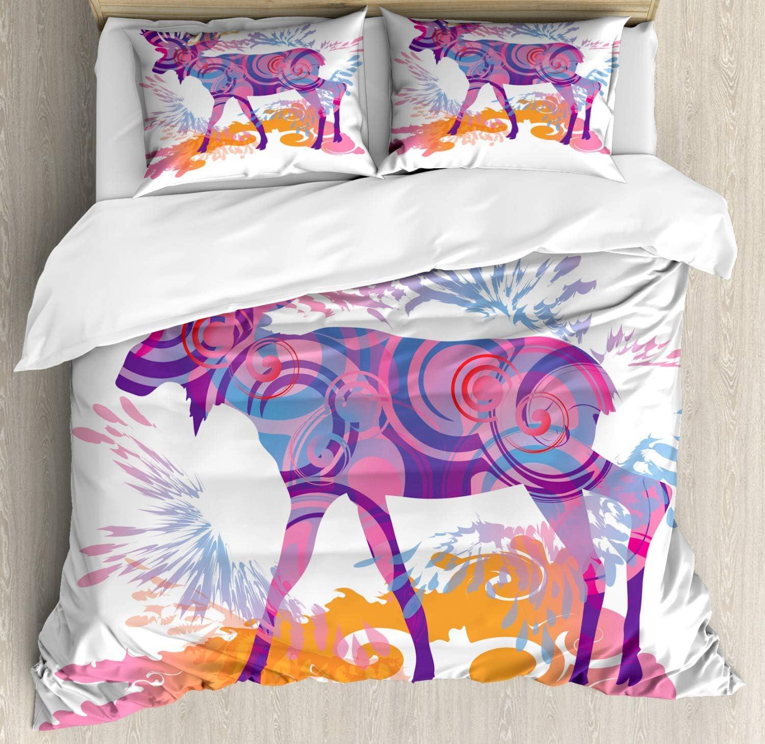 imageAmbesonne Christmas Duvet Cover Set Floral Winter Red Bird Hat and Scarf on Blooming Tree Nature Inspired Decorative 3 Piece Bedding Set with 2 Pillow Shams Queen Size Burgundy GreenMauve Orange