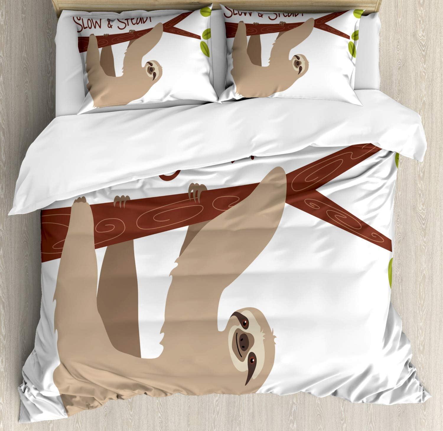 imageAmbesonne Christmas Duvet Cover Set Floral Winter Red Bird Hat and Scarf on Blooming Tree Nature Inspired Decorative 3 Piece Bedding Set with 2 Pillow Shams Queen Size Burgundy GreenTan Chestnut Brown