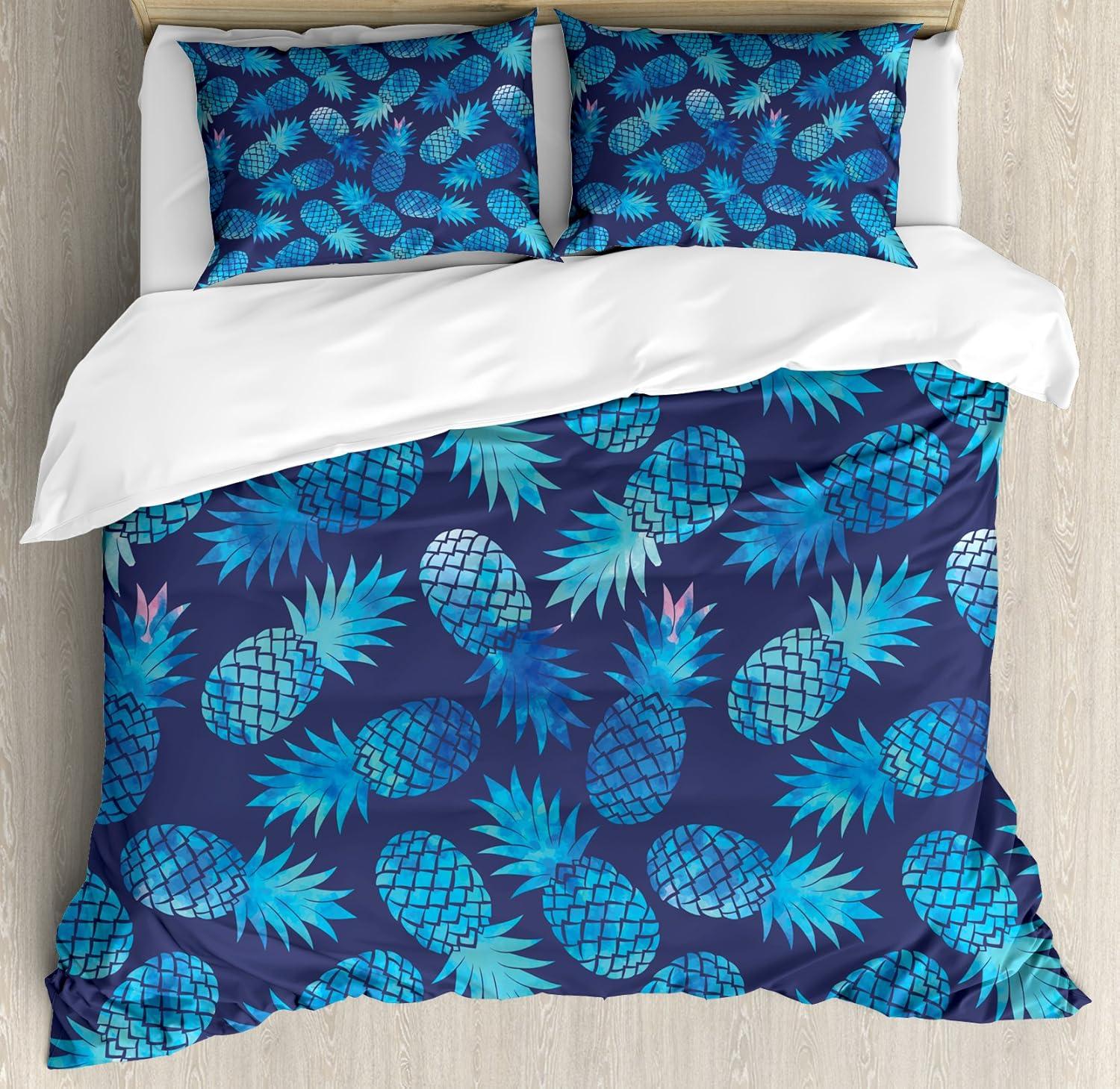 imageAmbesonne Christmas Duvet Cover Set Floral Winter Red Bird Hat and Scarf on Blooming Tree Nature Inspired Decorative 3 Piece Bedding Set with 2 Pillow Shams Queen Size Burgundy GreenNight Blue Turquoise