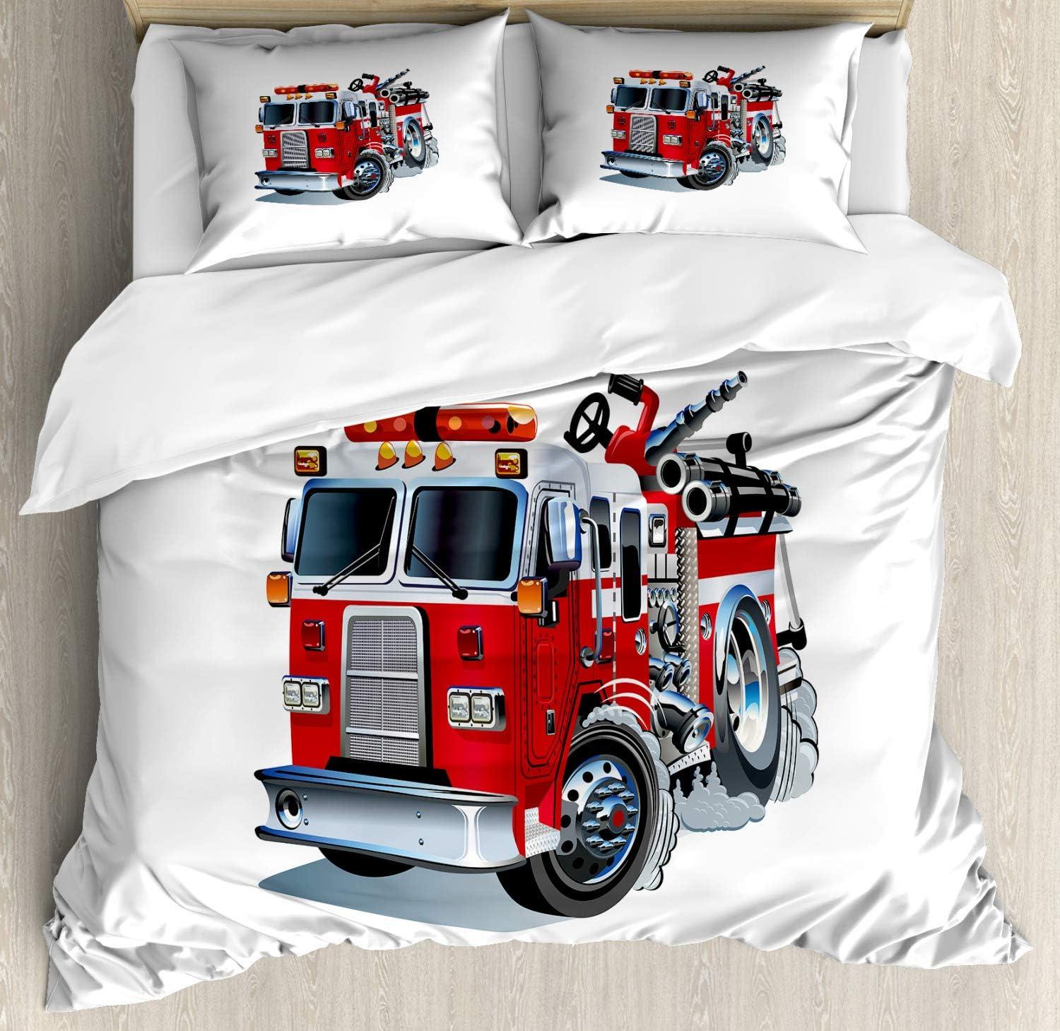 imageAmbesonne Christmas Duvet Cover Set Floral Winter Red Bird Hat and Scarf on Blooming Tree Nature Inspired Decorative 3 Piece Bedding Set with 2 Pillow Shams Queen Size Burgundy GreenGrey Red