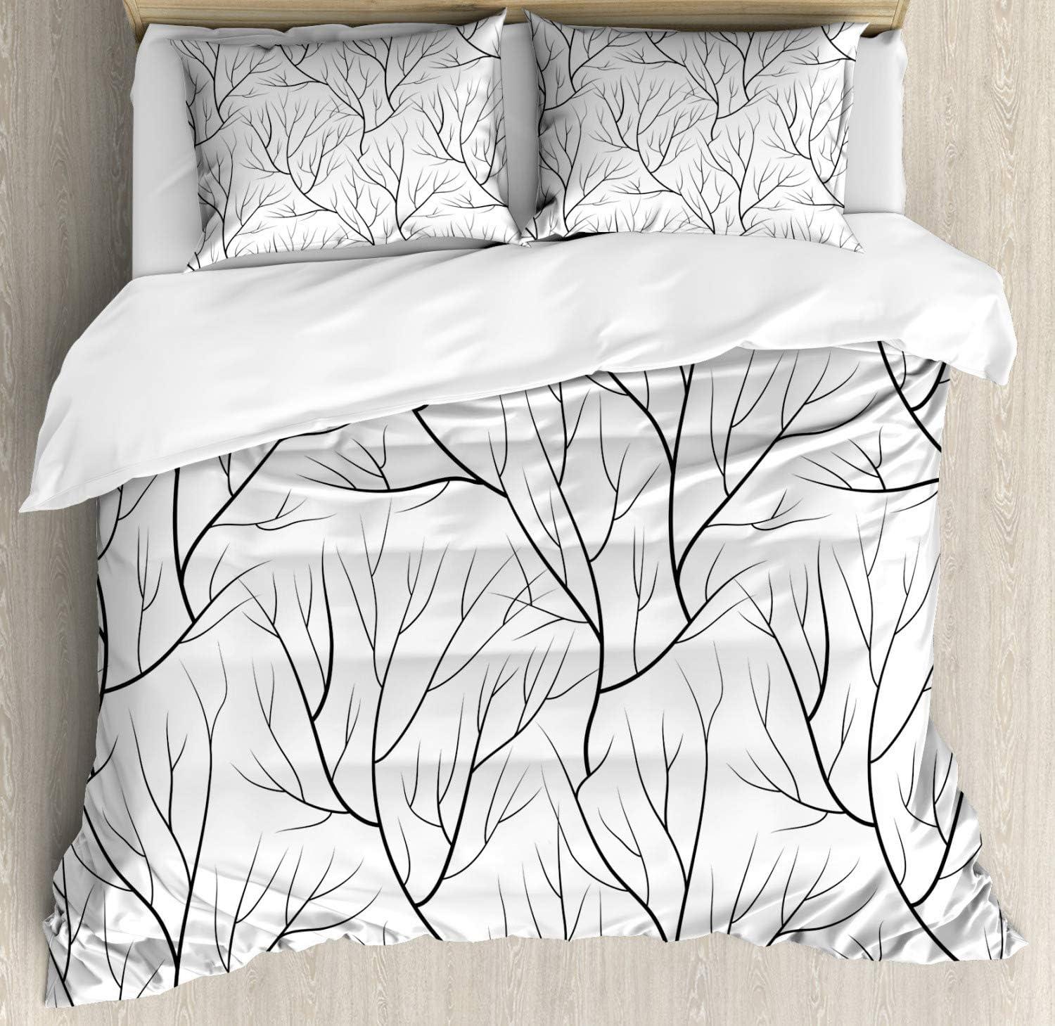 imageAmbesonne Christmas Duvet Cover Set Floral Winter Red Bird Hat and Scarf on Blooming Tree Nature Inspired Decorative 3 Piece Bedding Set with 2 Pillow Shams Queen Size Burgundy GreenWhite and Black