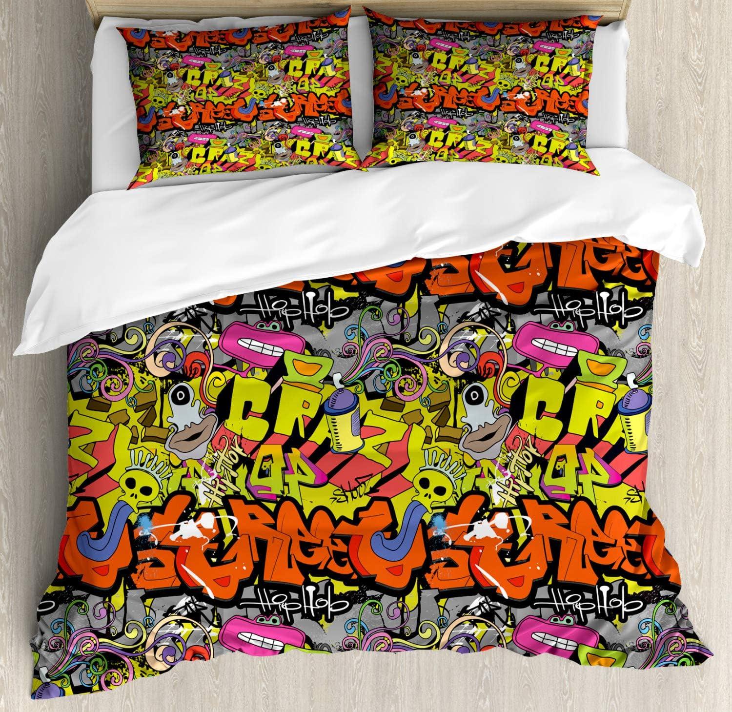 imageAmbesonne Christmas Duvet Cover Set Floral Winter Red Bird Hat and Scarf on Blooming Tree Nature Inspired Decorative 3 Piece Bedding Set with 2 Pillow Shams Queen Size Burgundy GreenOrange