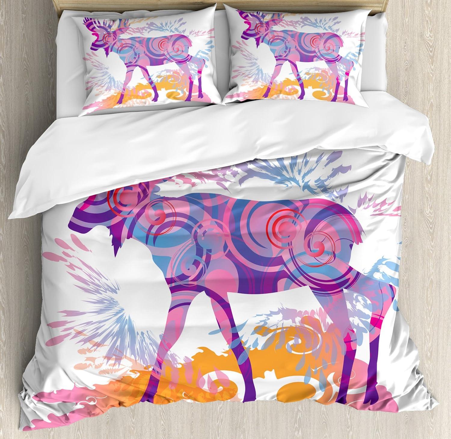 imageAmbesonne Christmas Duvet Cover Set Floral Winter Red Bird Hat and Scarf on Blooming Tree Nature Inspired Decorative 3 Piece Bedding Set with 2 Pillow Shams Queen Size Burgundy GreenMauve Orange
