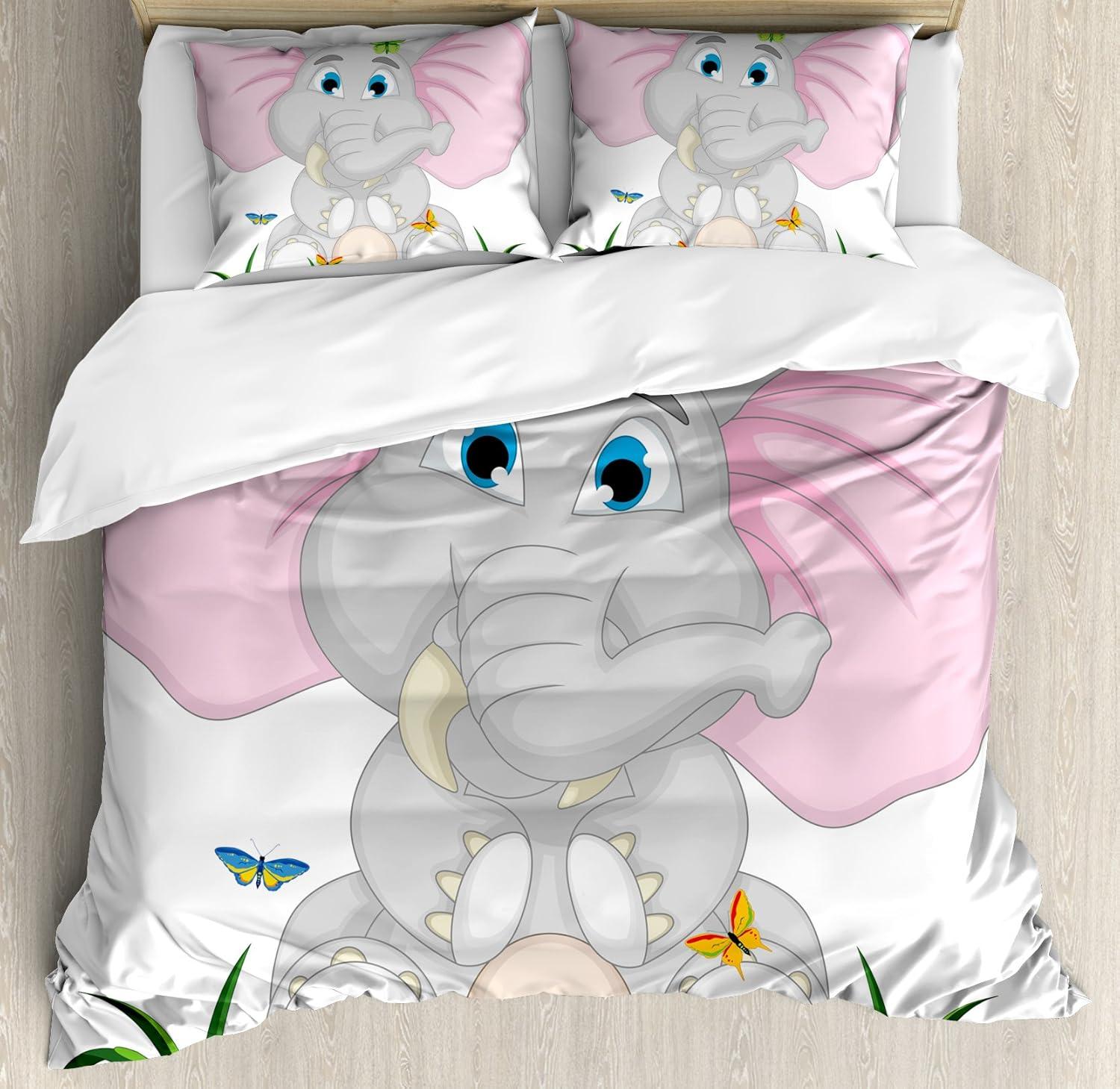 imageAmbesonne Christmas Duvet Cover Set Floral Winter Red Bird Hat and Scarf on Blooming Tree Nature Inspired Decorative 3 Piece Bedding Set with 2 Pillow Shams Queen Size Burgundy GreenSoft Pink