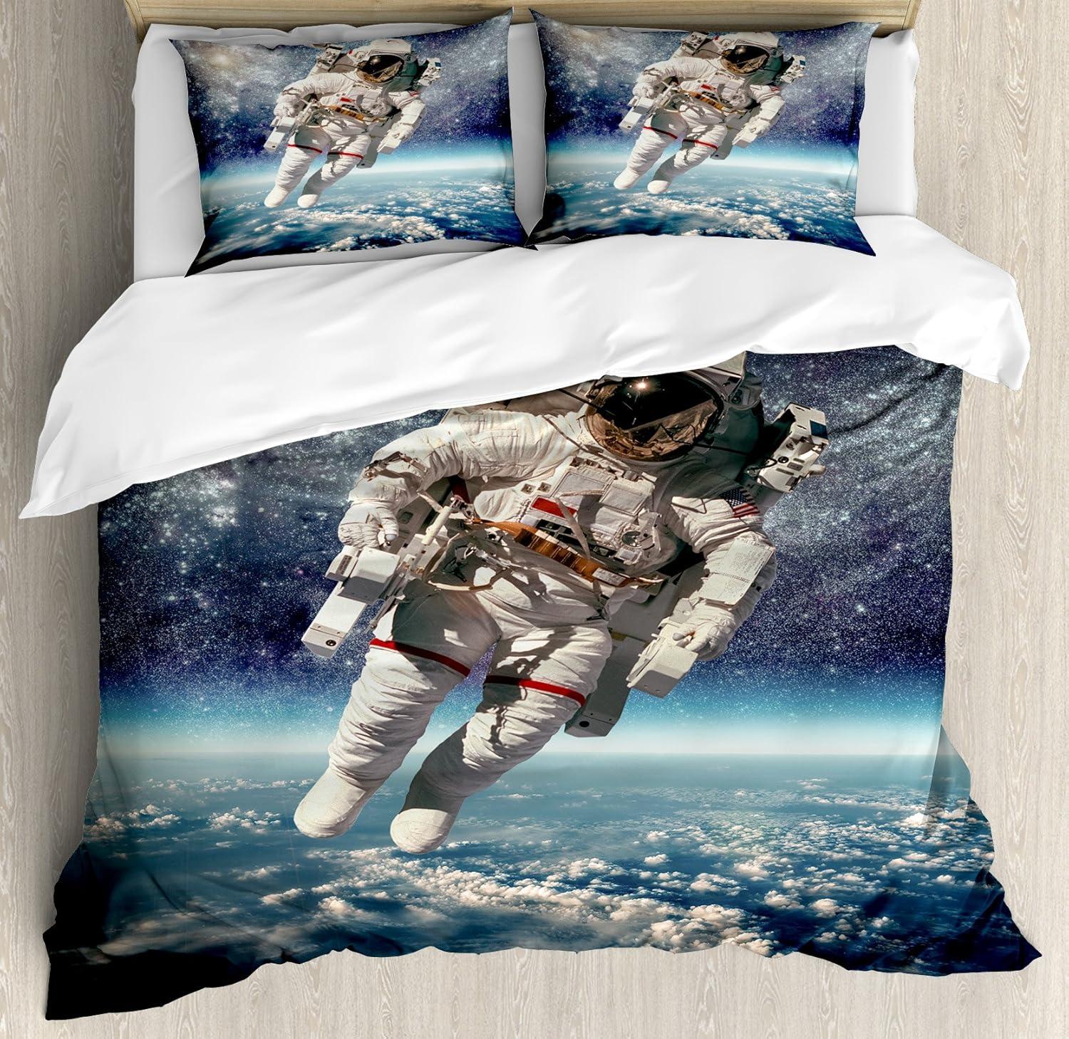 imageAmbesonne Christmas Duvet Cover Set Floral Winter Red Bird Hat and Scarf on Blooming Tree Nature Inspired Decorative 3 Piece Bedding Set with 2 Pillow Shams Queen Size Burgundy GreenBlue Gray