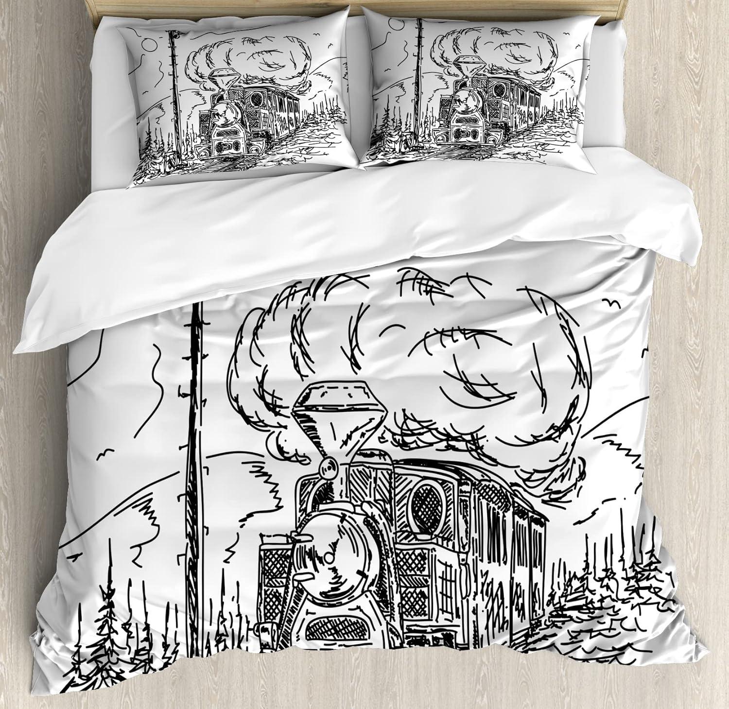 imageAmbesonne Christmas Duvet Cover Set Watercolor Christmas Theme Fir Trees Abstract Silhouettes Illustration Decorative 3 Piece Bedding Set with 2 Pillow Shams Queen Size Green SeafoamWhite Pale Black