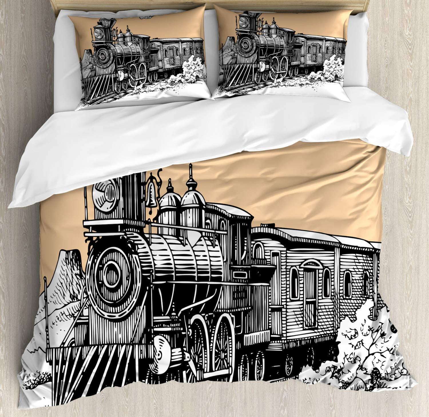 imageAmbesonne Christmas Duvet Cover Set Watercolor Christmas Theme Fir Trees Abstract Silhouettes Illustration Decorative 3 Piece Bedding Set with 2 Pillow Shams Queen Size Green SeafoamPeach White