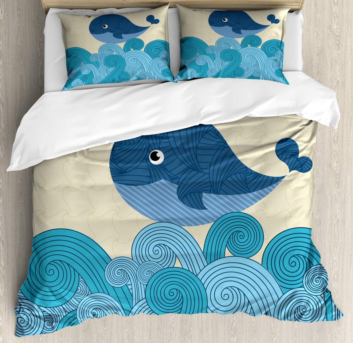 imageAmbesonne Christmas Duvet Cover Set Watercolor Christmas Theme Fir Trees Abstract Silhouettes Illustration Decorative 3 Piece Bedding Set with 2 Pillow Shams Queen Size Green SeafoamDark Blue