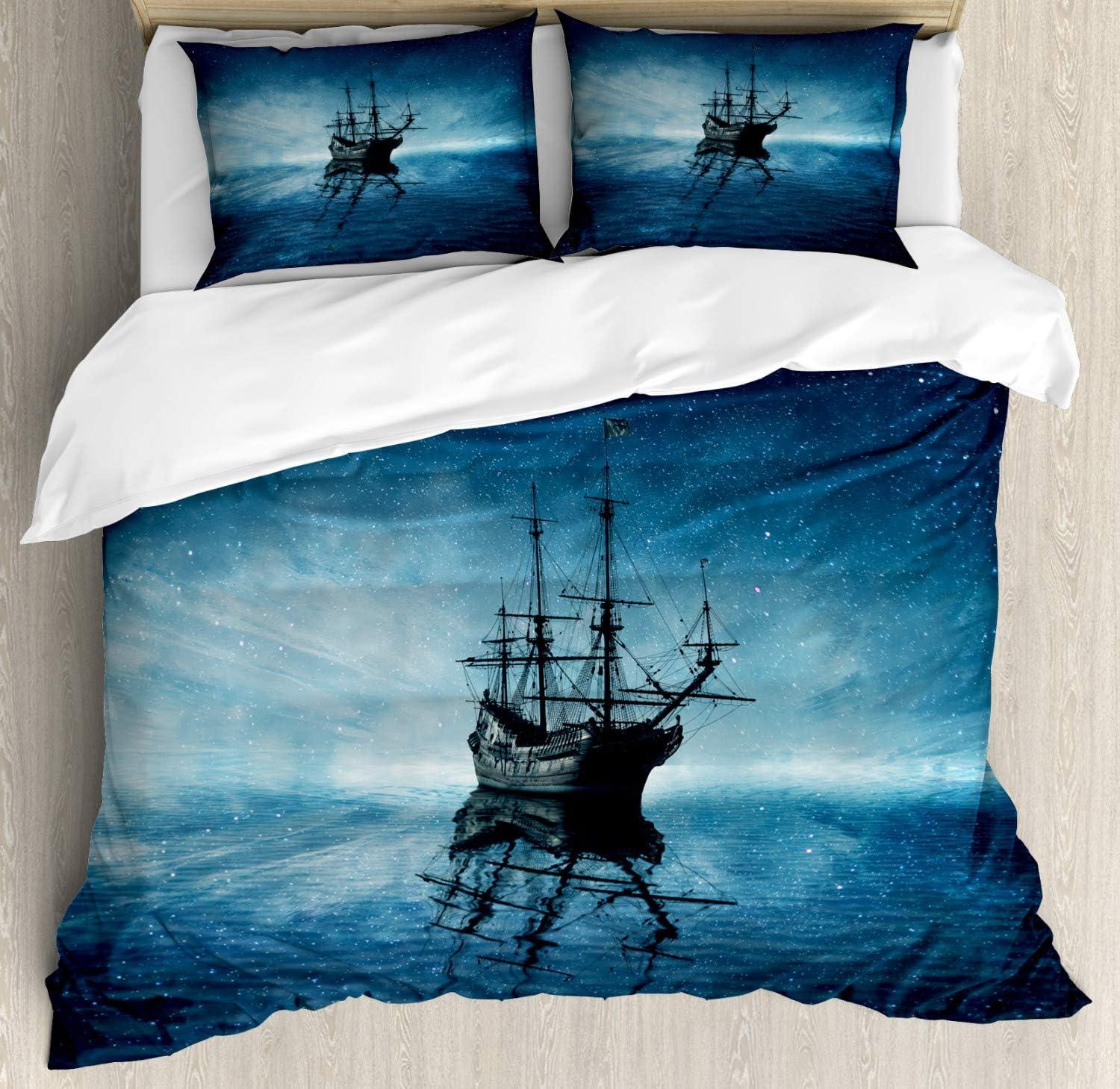 imageAmbesonne Christmas Duvet Cover Set Watercolor Christmas Theme Fir Trees Abstract Silhouettes Illustration Decorative 3 Piece Bedding Set with 2 Pillow Shams Queen Size Green SeafoamPale Blue Dark Blue