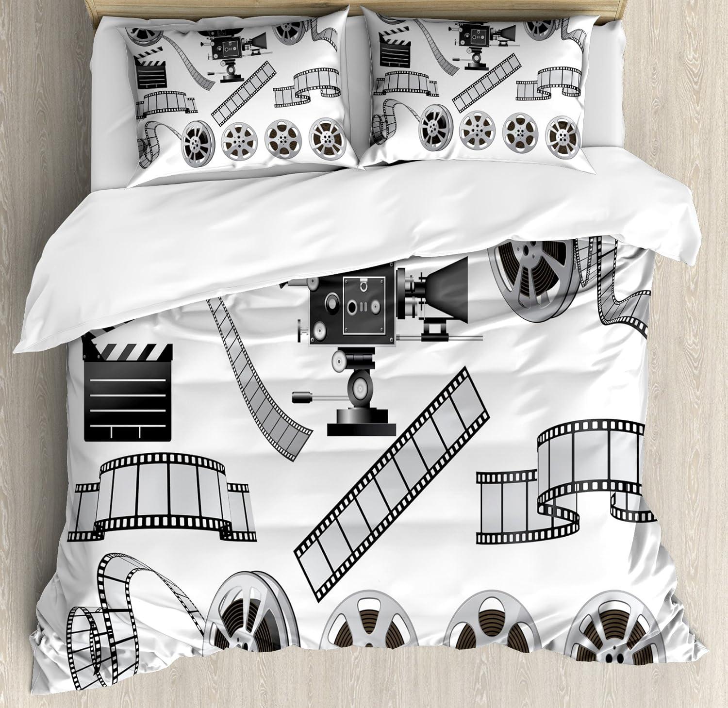 imageAmbesonne Christmas Duvet Cover Set Watercolor Christmas Theme Fir Trees Abstract Silhouettes Illustration Decorative 3 Piece Bedding Set with 2 Pillow Shams Queen Size Green SeafoamBlack Grey
