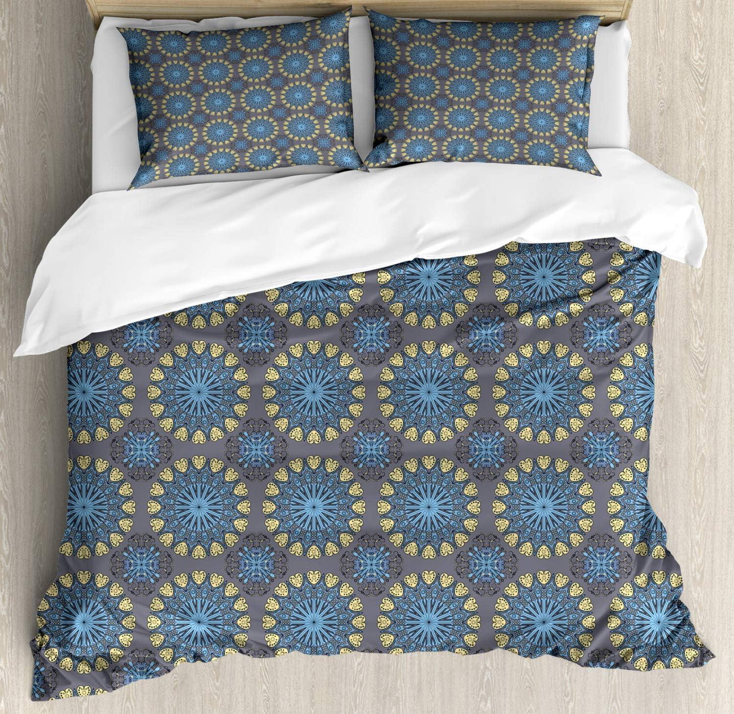 imageAmbesonne Christmas Duvet Cover Set Watercolor Christmas Theme Fir Trees Abstract Silhouettes Illustration Decorative 3 Piece Bedding Set with 2 Pillow Shams Queen Size Green SeafoamYellow Blue