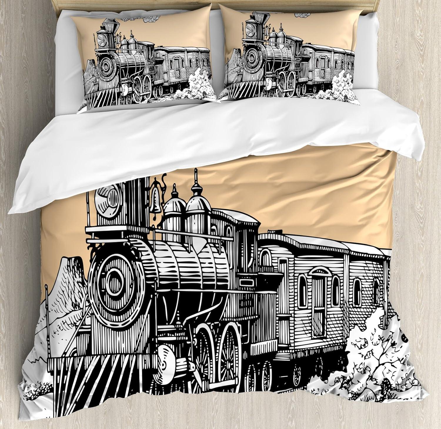 imageAmbesonne Christmas Duvet Cover Set Watercolor Christmas Theme Fir Trees Abstract Silhouettes Illustration Decorative 3 Piece Bedding Set with 2 Pillow Shams Queen Size Green SeafoamPeach White