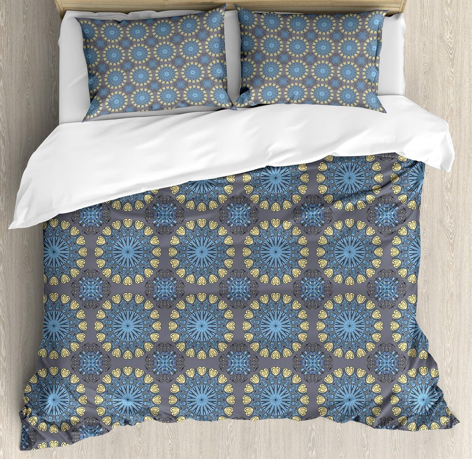 imageAmbesonne Christmas Duvet Cover Set Watercolor Christmas Theme Fir Trees Abstract Silhouettes Illustration Decorative 3 Piece Bedding Set with 2 Pillow Shams Queen Size Green SeafoamYellow Blue