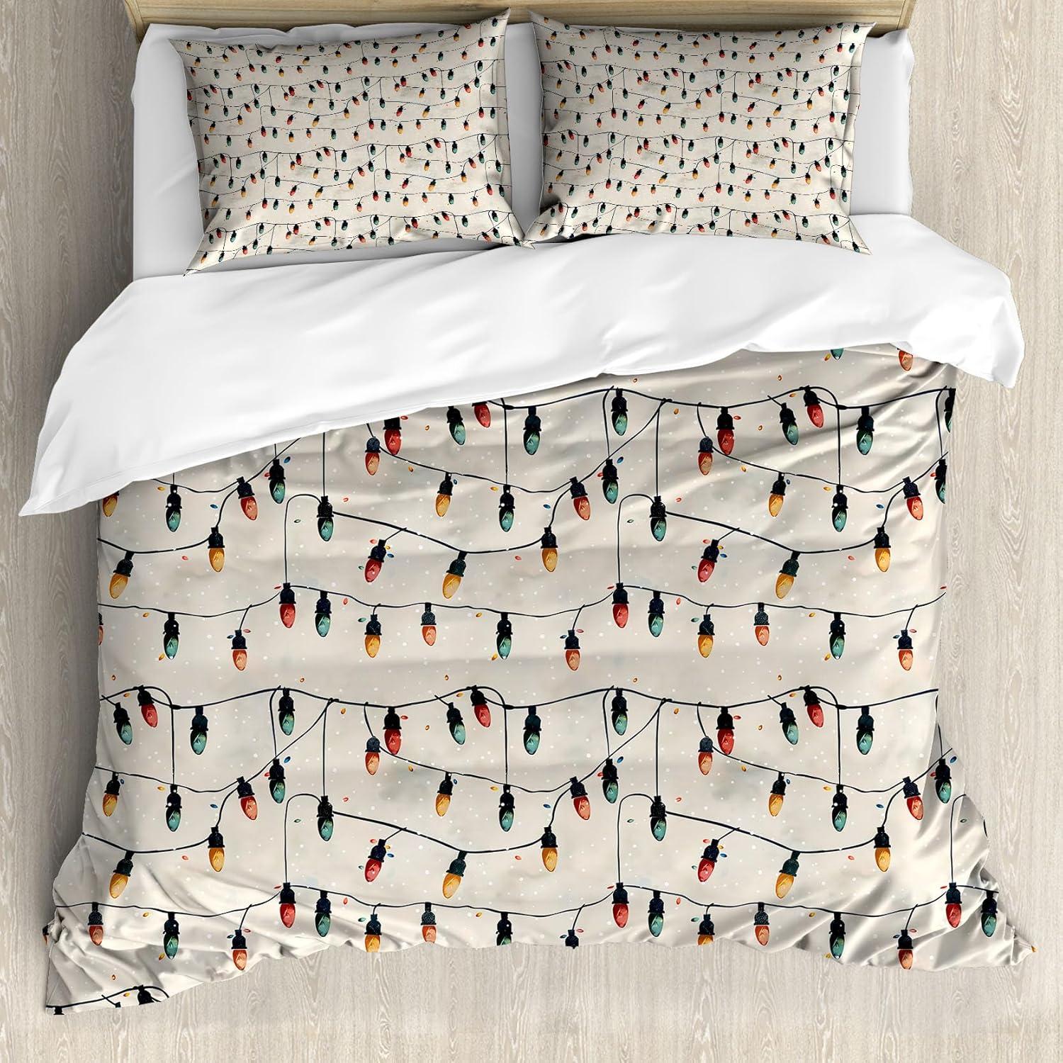 imageAmbesonne Christmas Duvet Cover Set Watercolor Christmas Theme Fir Trees Abstract Silhouettes Illustration Decorative 3 Piece Bedding Set with 2 Pillow Shams Queen Size Green SeafoamEggshell Teal and Mustard