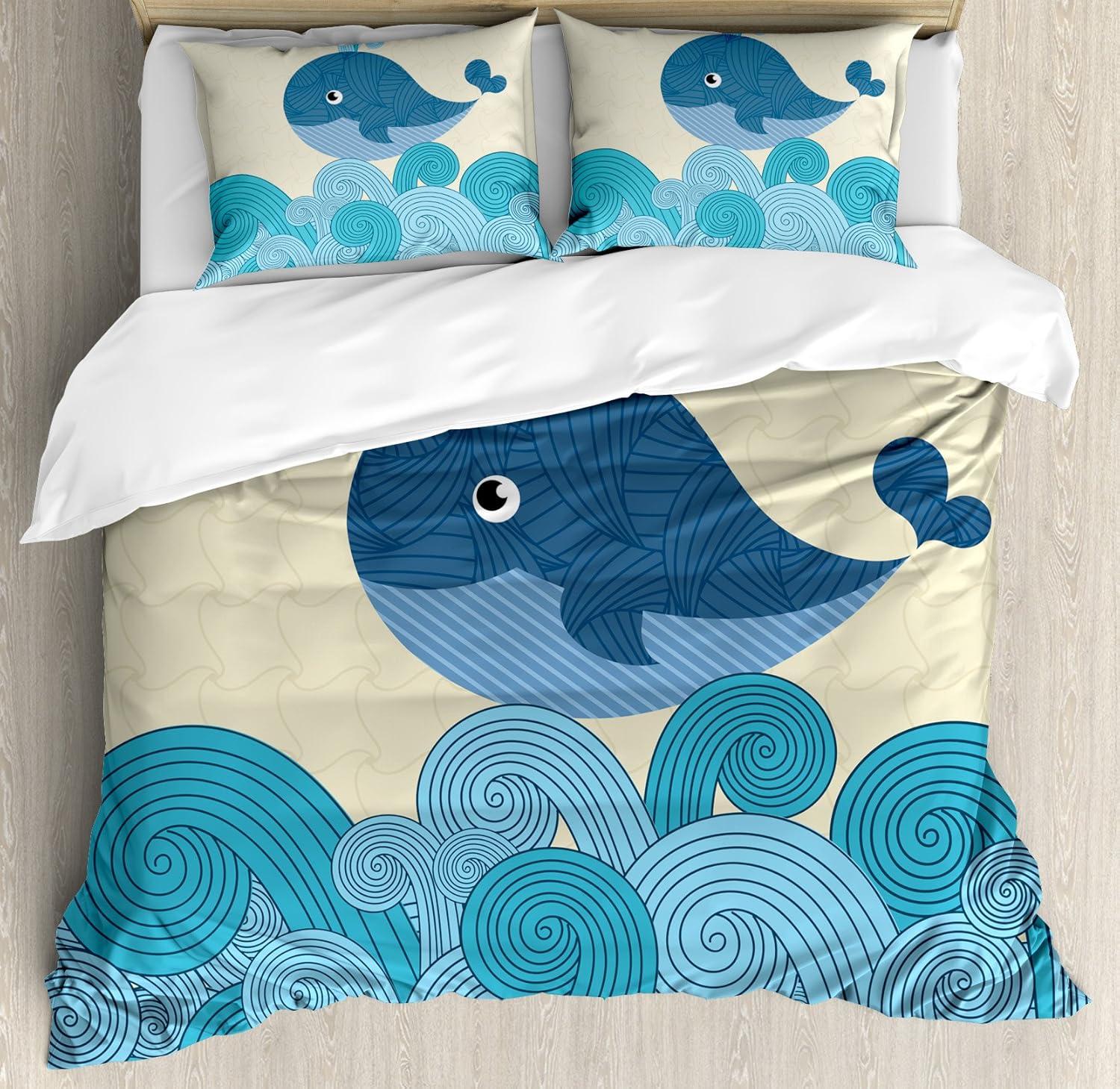 imageAmbesonne Christmas Duvet Cover Set Watercolor Christmas Theme Fir Trees Abstract Silhouettes Illustration Decorative 3 Piece Bedding Set with 2 Pillow Shams Queen Size Green SeafoamDark Blue