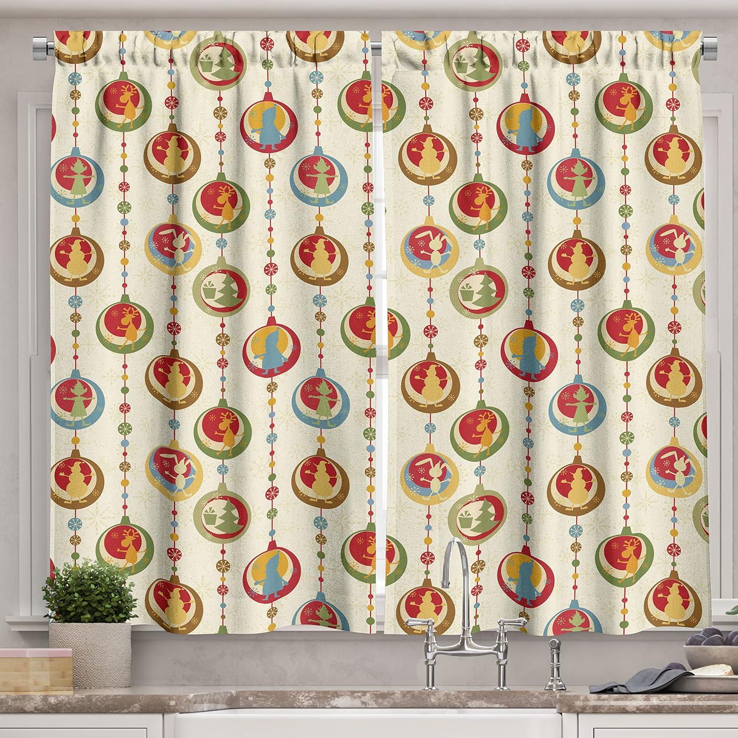 imageAmbesonne Christmas Kitchen Curtains Taste of Xmas Season Frame Gingerbread Cookies and Biscuits Window Drapes 2 Panel Set for Kitchen Cafe Decor 55quot x 39quot Brown GreenRuby Khaki