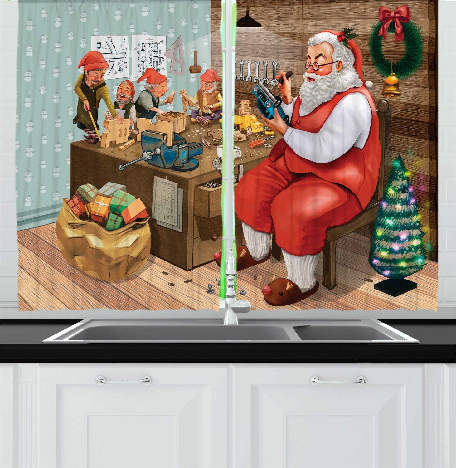 imageAmbesonne Christmas Kitchen Curtains Taste of Xmas Season Frame Gingerbread Cookies and Biscuits Window Drapes 2 Panel Set for Kitchen Cafe Decor 55quot x 39quot Brown GreenVermilion Brown