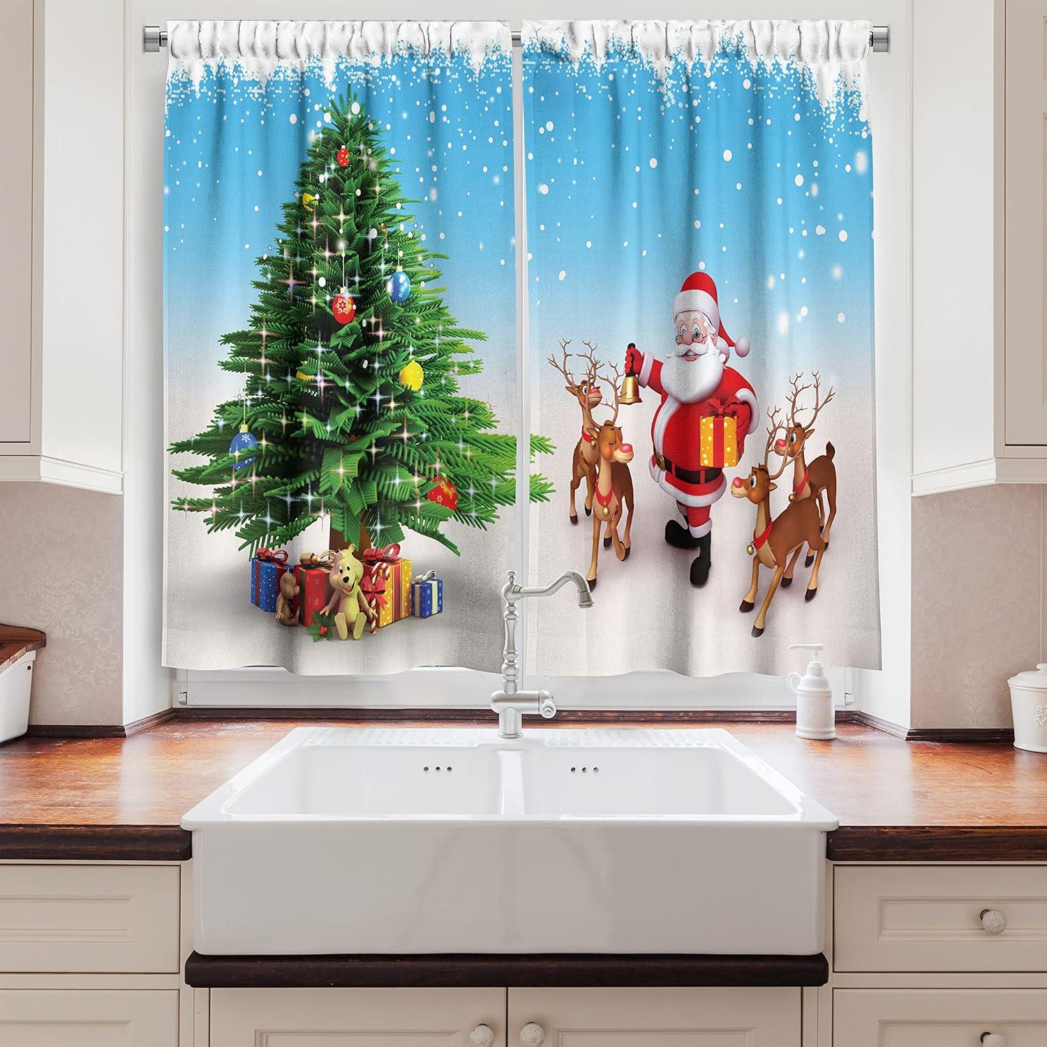 imageAmbesonne Christmas Kitchen Curtains Taste of Xmas Season Frame Gingerbread Cookies and Biscuits Window Drapes 2 Panel Set for Kitchen Cafe Decor 55quot x 39quot Brown GreenAqua Green