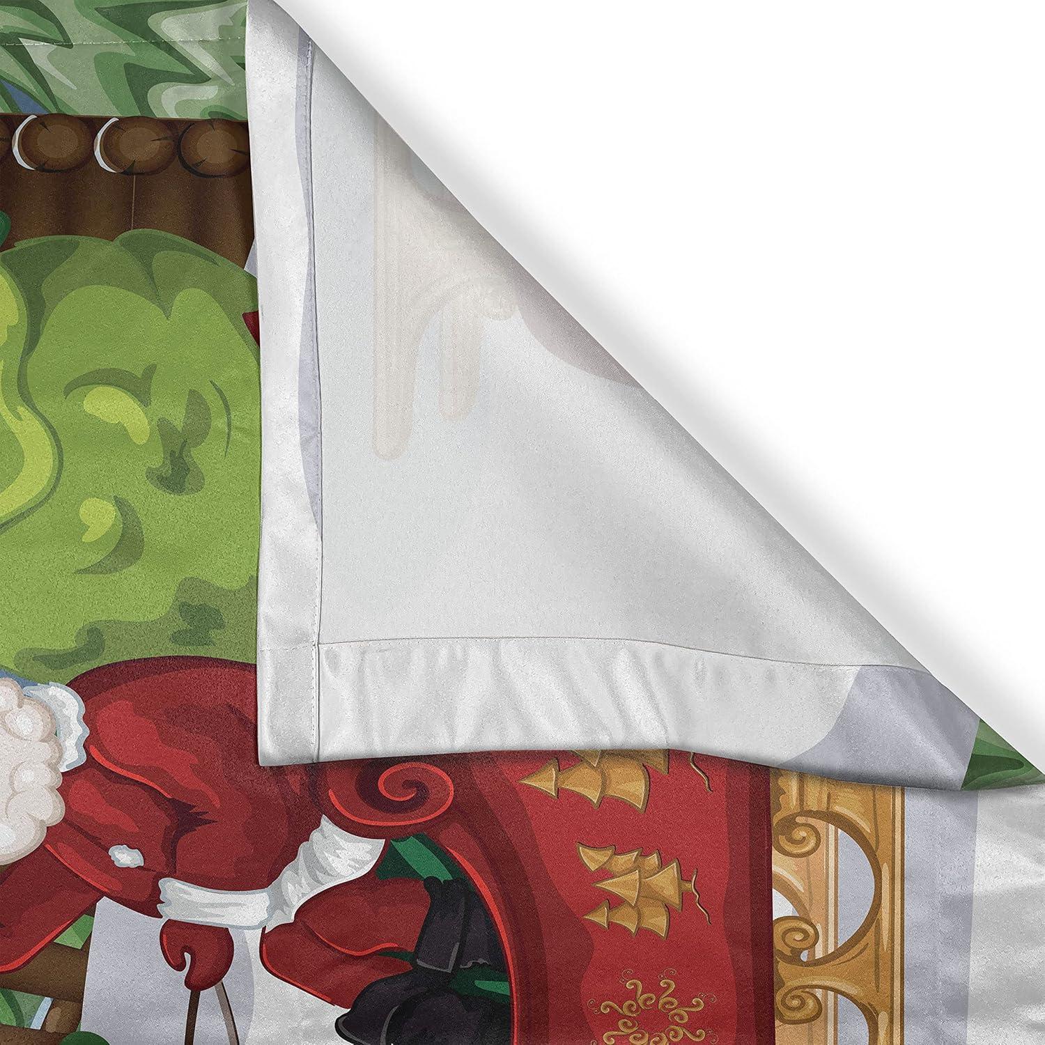 imageAmbesonne Christmas Long Kitchen Curtains Traditional Design Holly Berry Branches Snow and Bokeh Effect Print Two Panels Drapes with Rod Pocket Room Decor 55quot x 45quot White RedRed Green