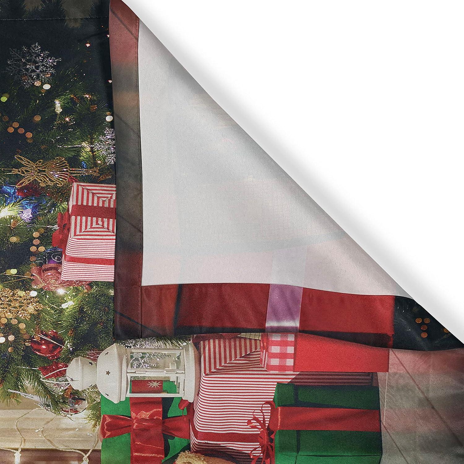 imageAmbesonne Christmas Long Kitchen Curtains Traditional Design Holly Berry Branches Snow and Bokeh Effect Print Two Panels Drapes with Rod Pocket Room Decor 55quot x 45quot White RedRed Beige