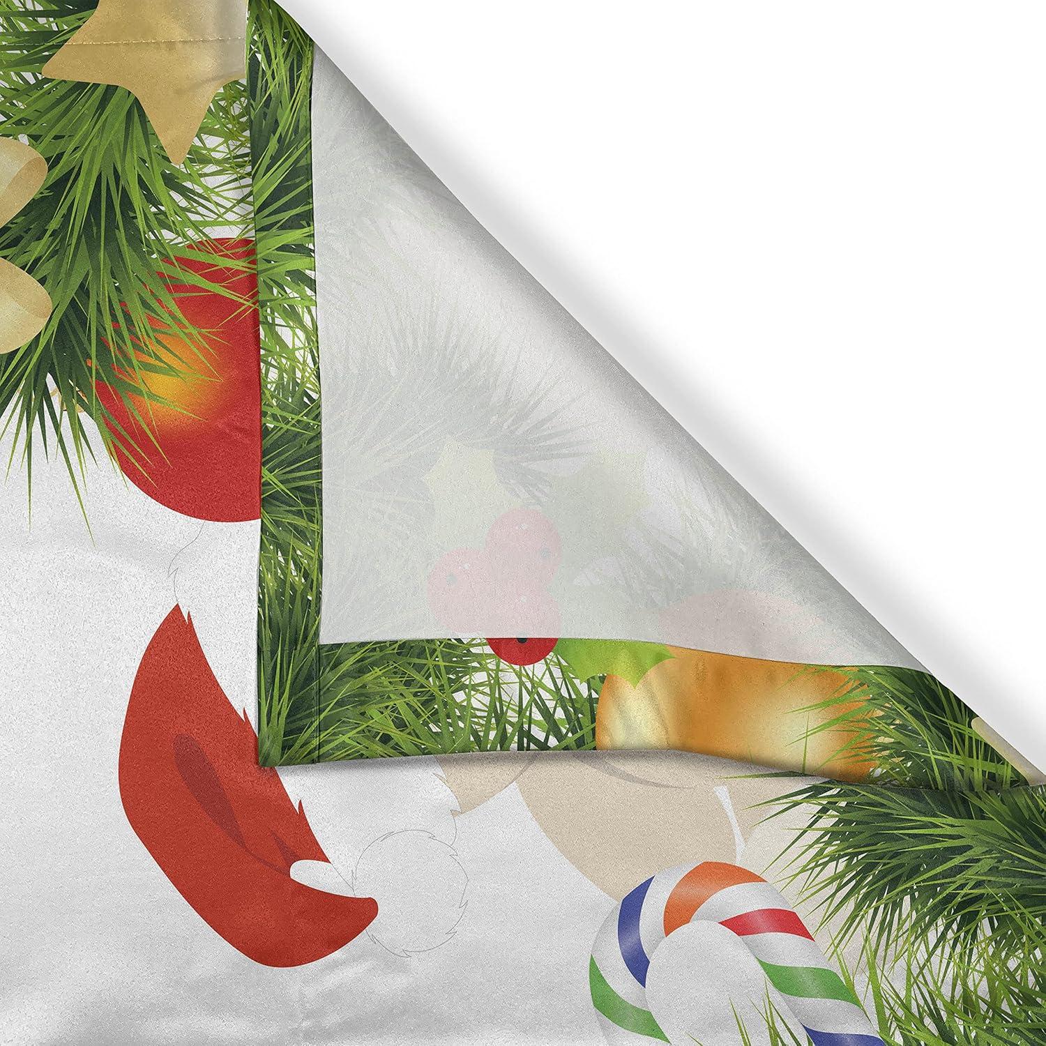 imageAmbesonne Christmas Long Kitchen Curtains Traditional Design Holly Berry Branches Snow and Bokeh Effect Print Two Panels Drapes with Rod Pocket Room Decor 55quot x 45quot White RedRed Vermilion