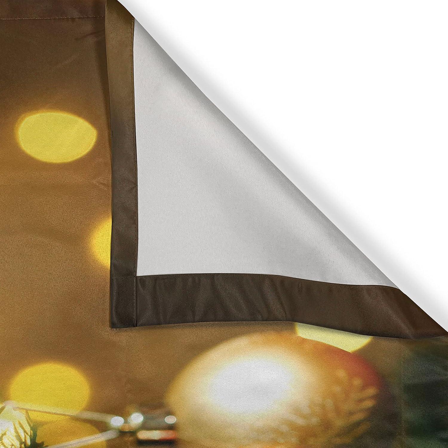 imageAmbesonne Christmas Long Kitchen Curtains Traditional Design Holly Berry Branches Snow and Bokeh Effect Print Two Panels Drapes with Rod Pocket Room Decor 55quot x 45quot White RedAmber Green