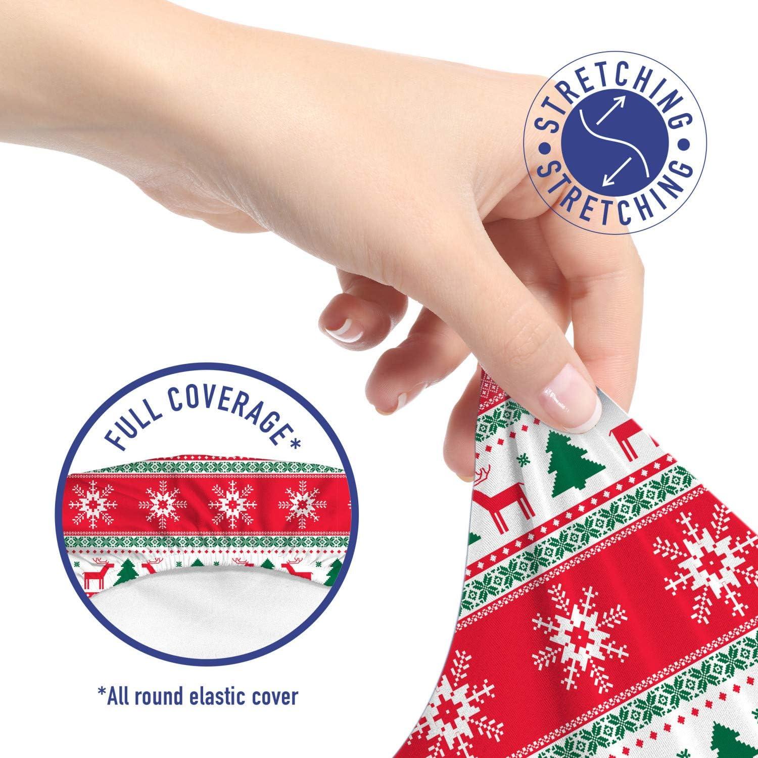 imageAmbesonne Christmas Office Chair Cover Colorful Christmas Balls Different Retro Pattern Holiday Celebration Stretchable Decorative Universal Size High Back Printed Slipcover Blue Grey Purple YellowVermilion Green White